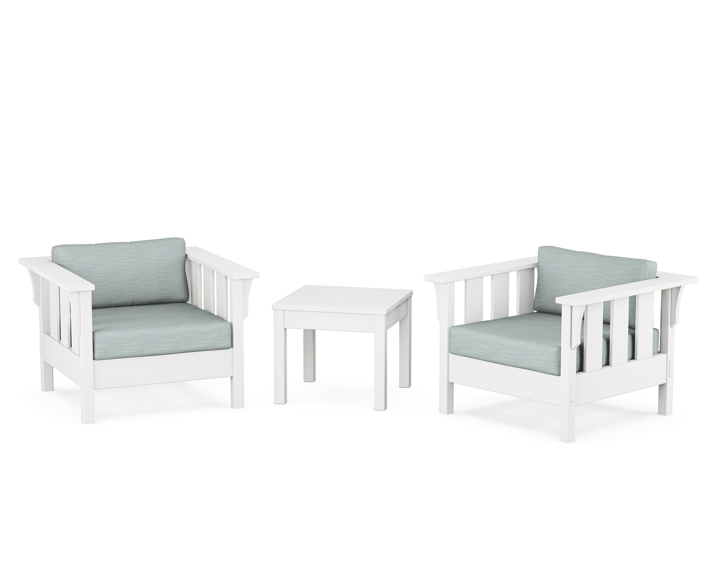 Acadia 3-Piece Deep Seating Set in White / Soothe Mist
