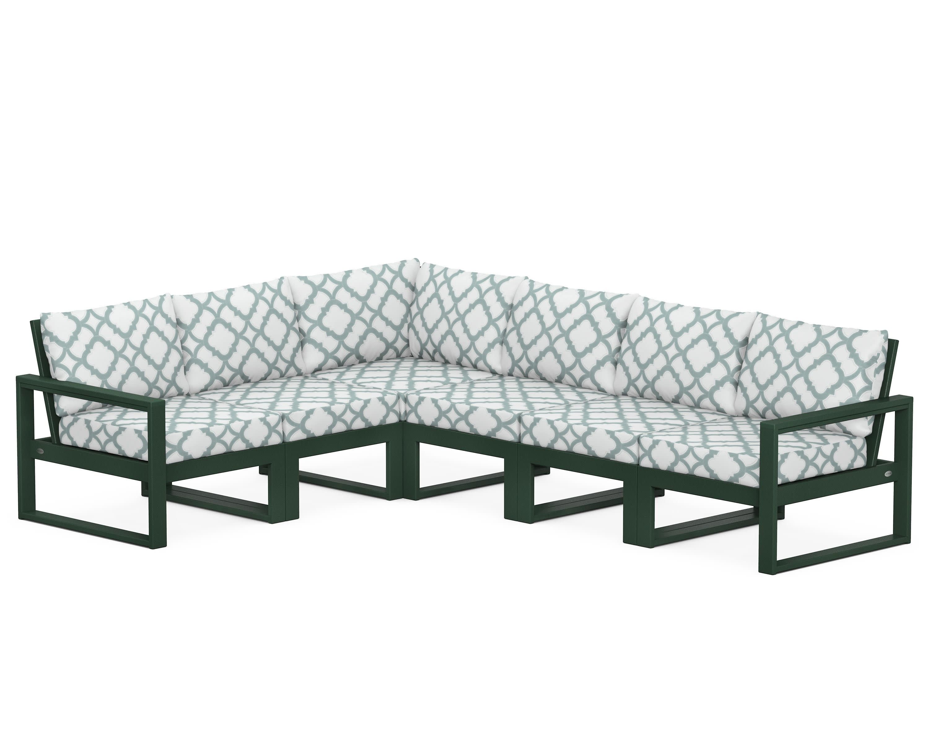EDGE 6-Piece Modular Deep Seating Set in Green / Trellis Glacier Spa