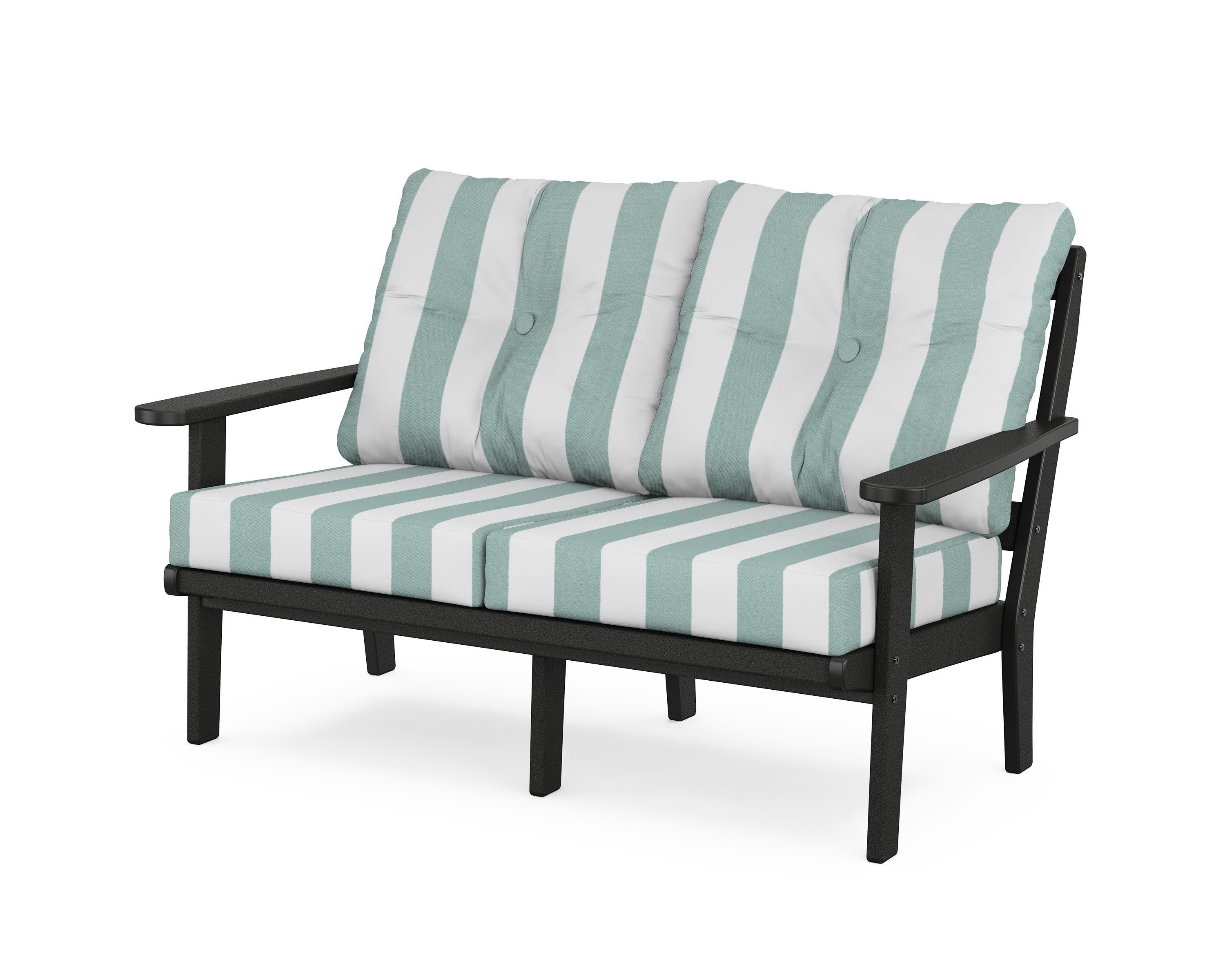 Mission Deep SeatingLoveseat in Black / Cabana Stripe Glacier Spa