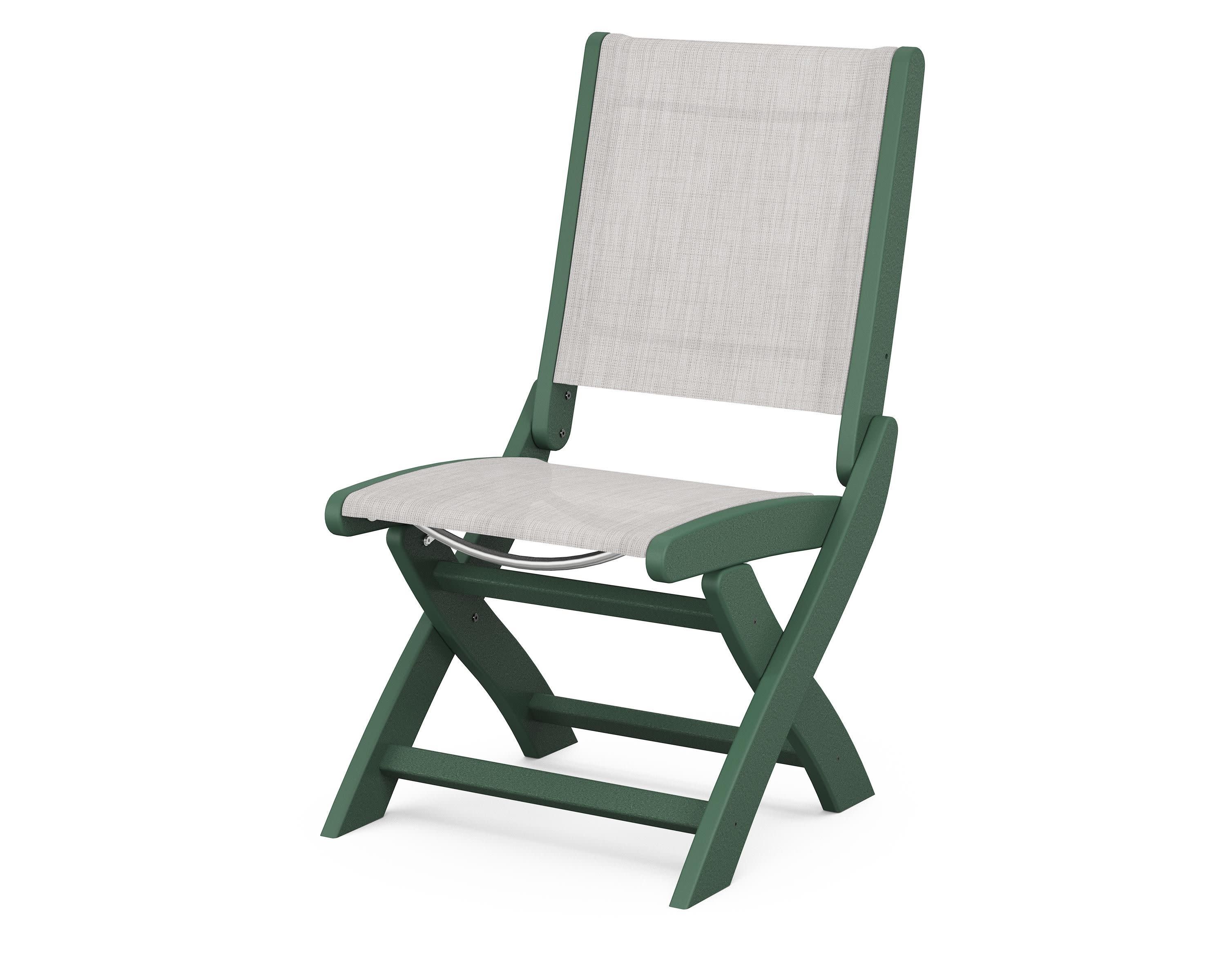 Coastal Folding Side Chair in Green / Parchment Sling