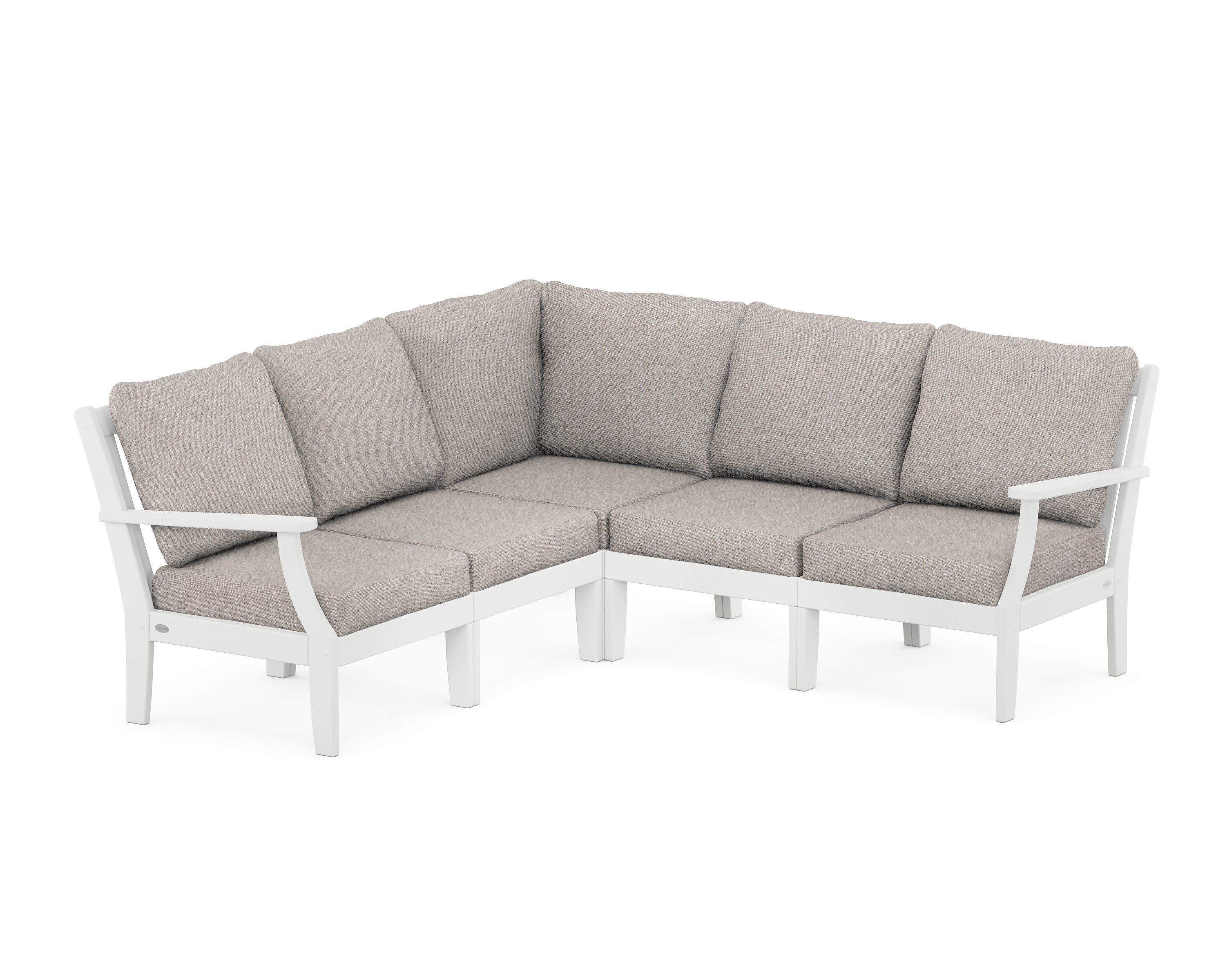 Braxton Modular 5-Piece Deep Seating Set in White / Weathered Tweed