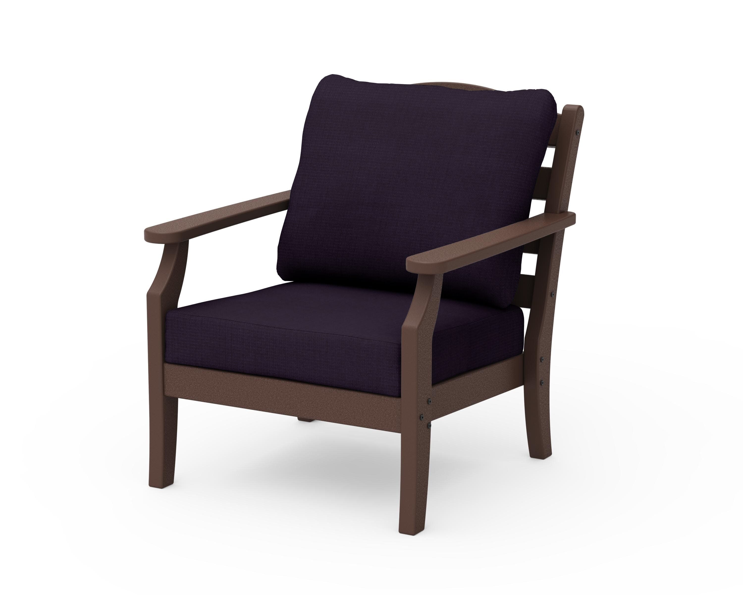 Savannah Deep Seating Chair in Mahogany / Navy Linen