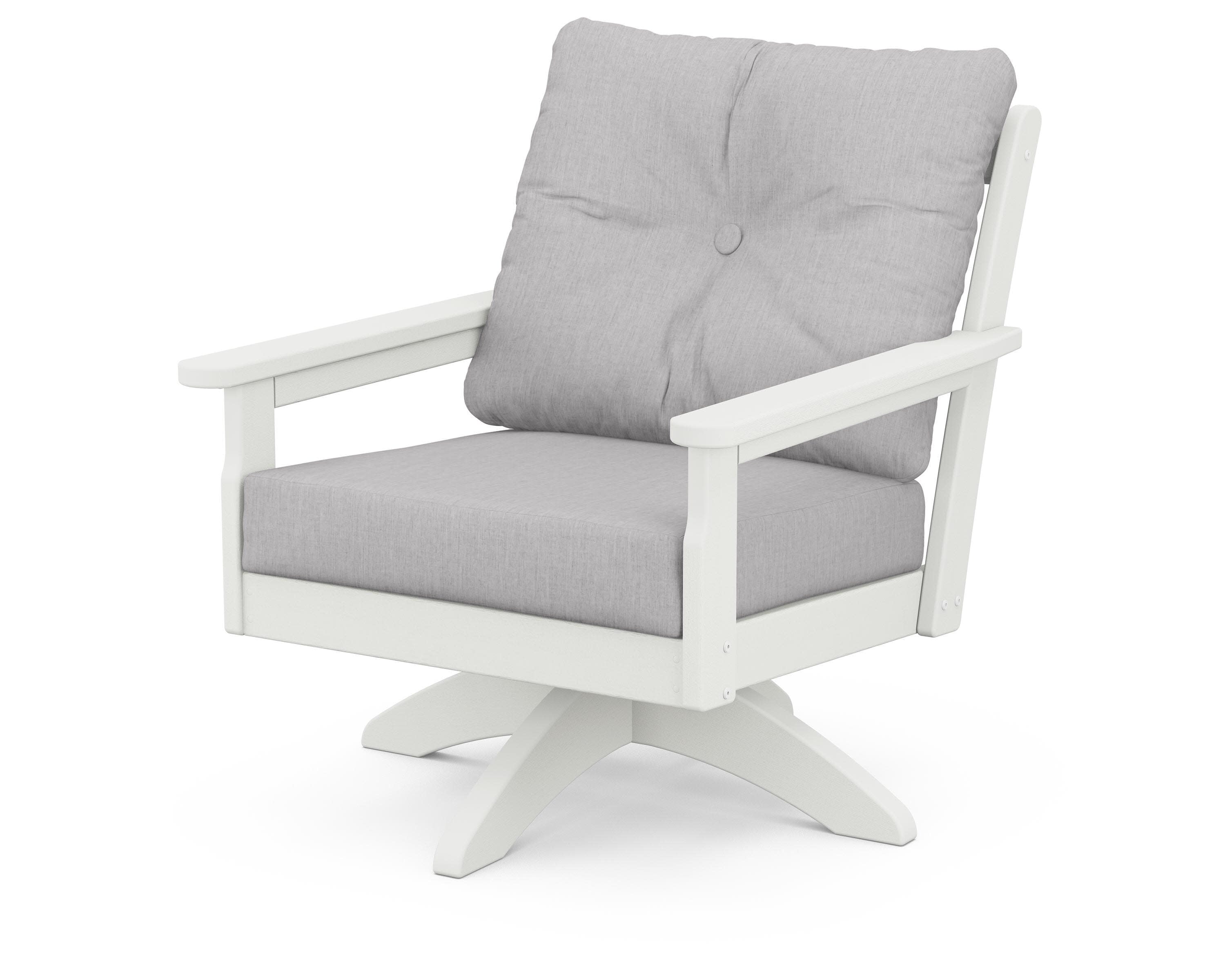 Vineyard Deep Seating Swivel Chair in Vintage White / Granite