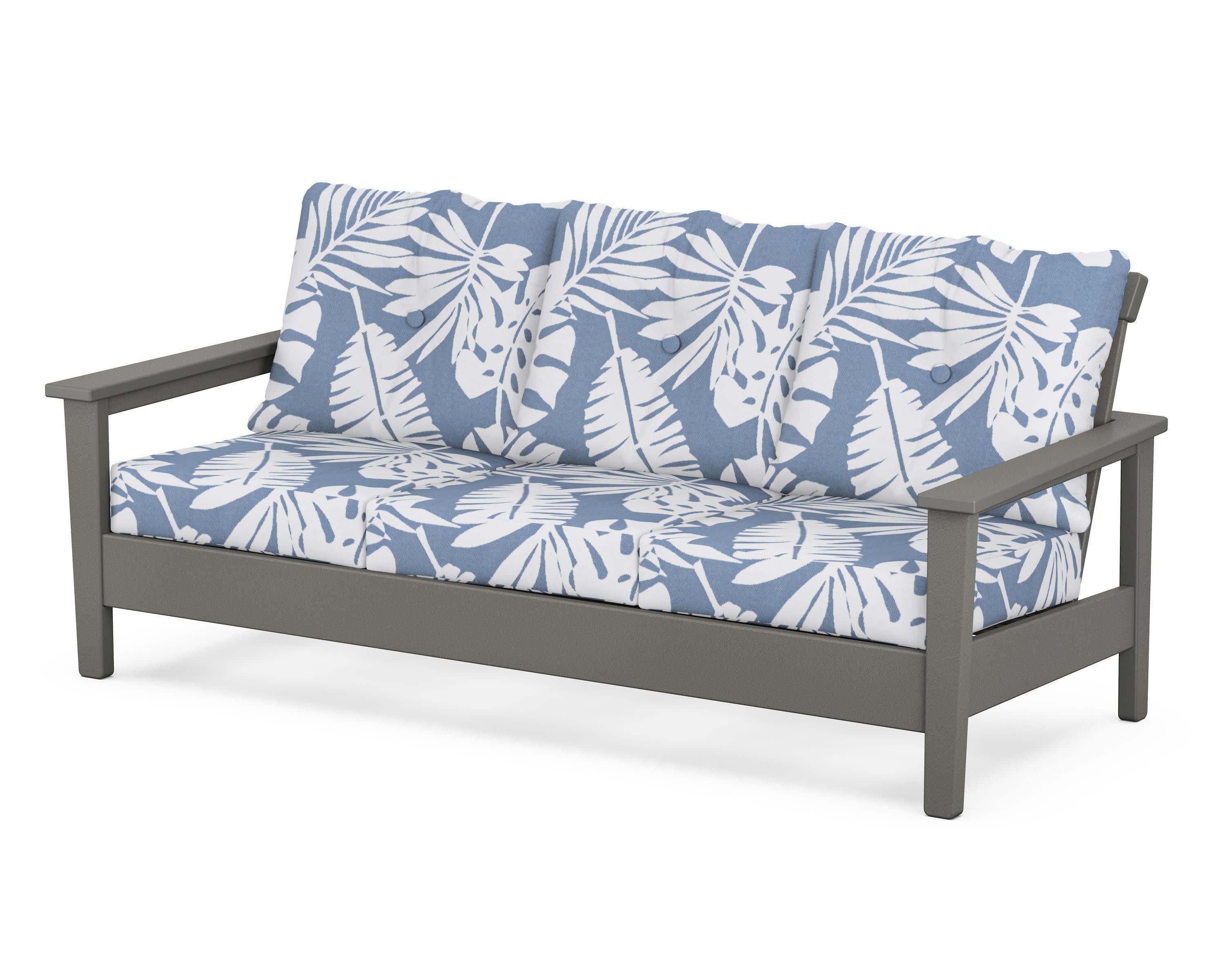 Prescott Deep Seating Sofa in Slate Grey / Leaf Sky Blue