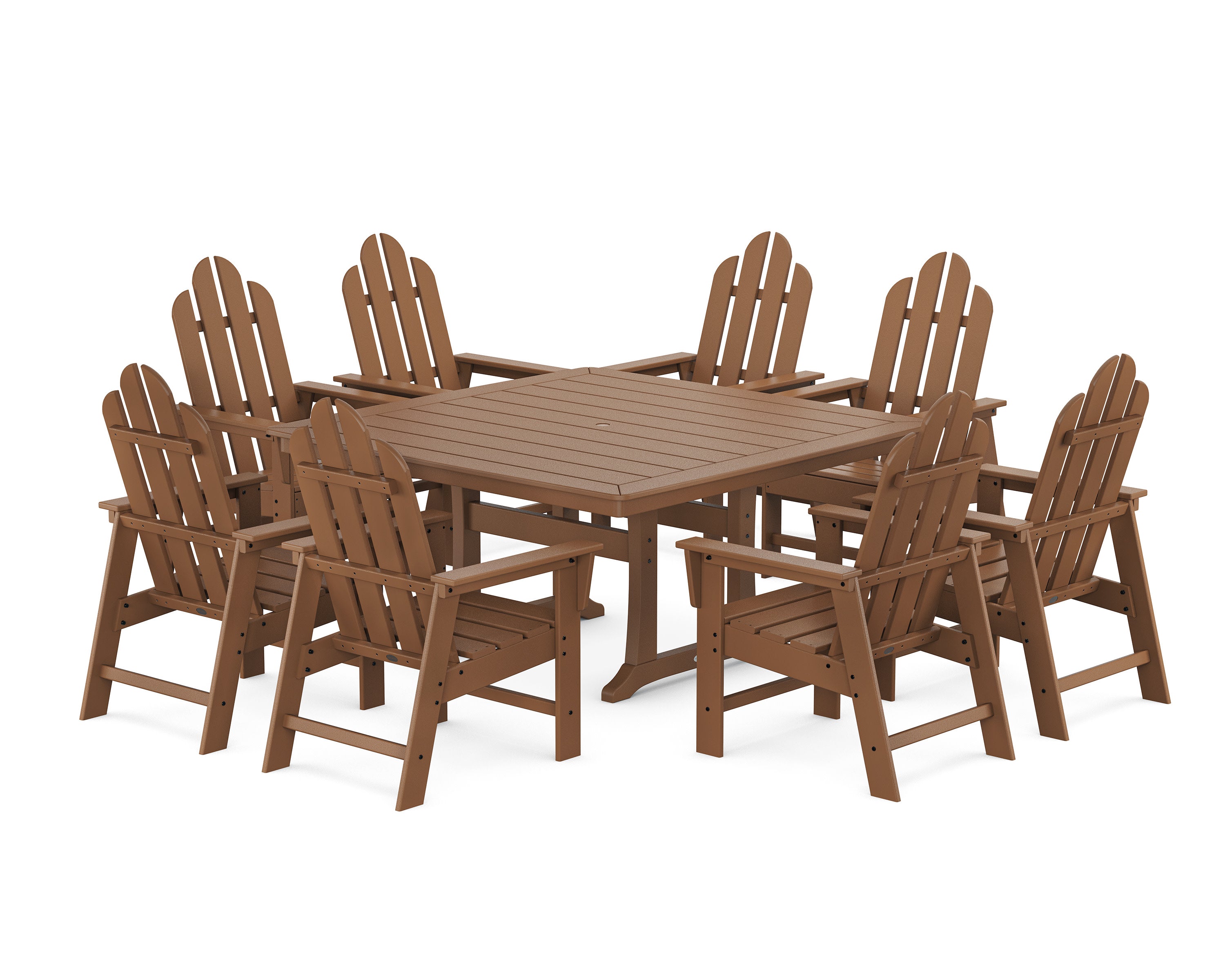 Long Island 9-Piece Square Dining Set with Trestle Legs in Teak