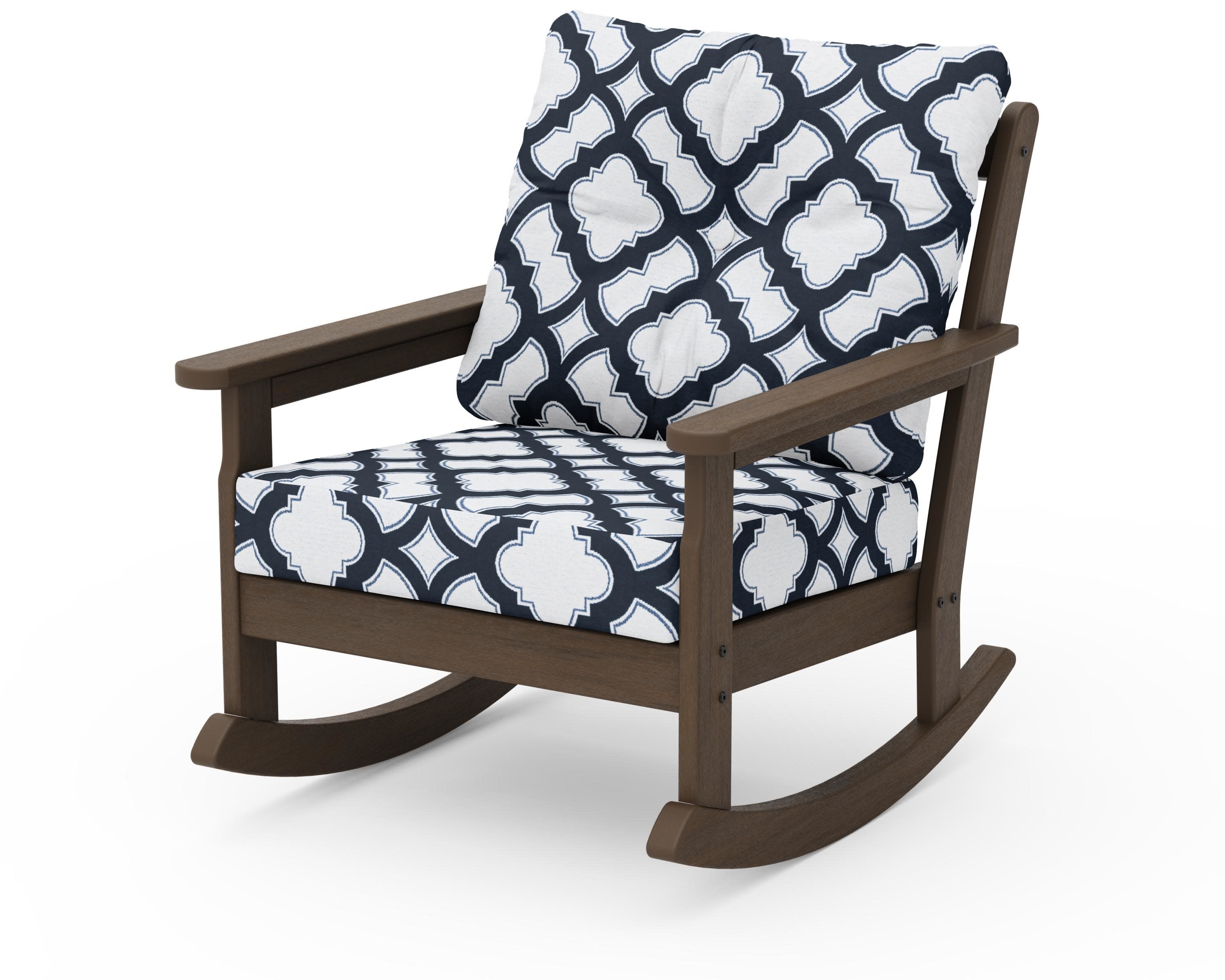 Vineyard Deep Seating Rocking Chair in Kona / Trellis Marine Indigo