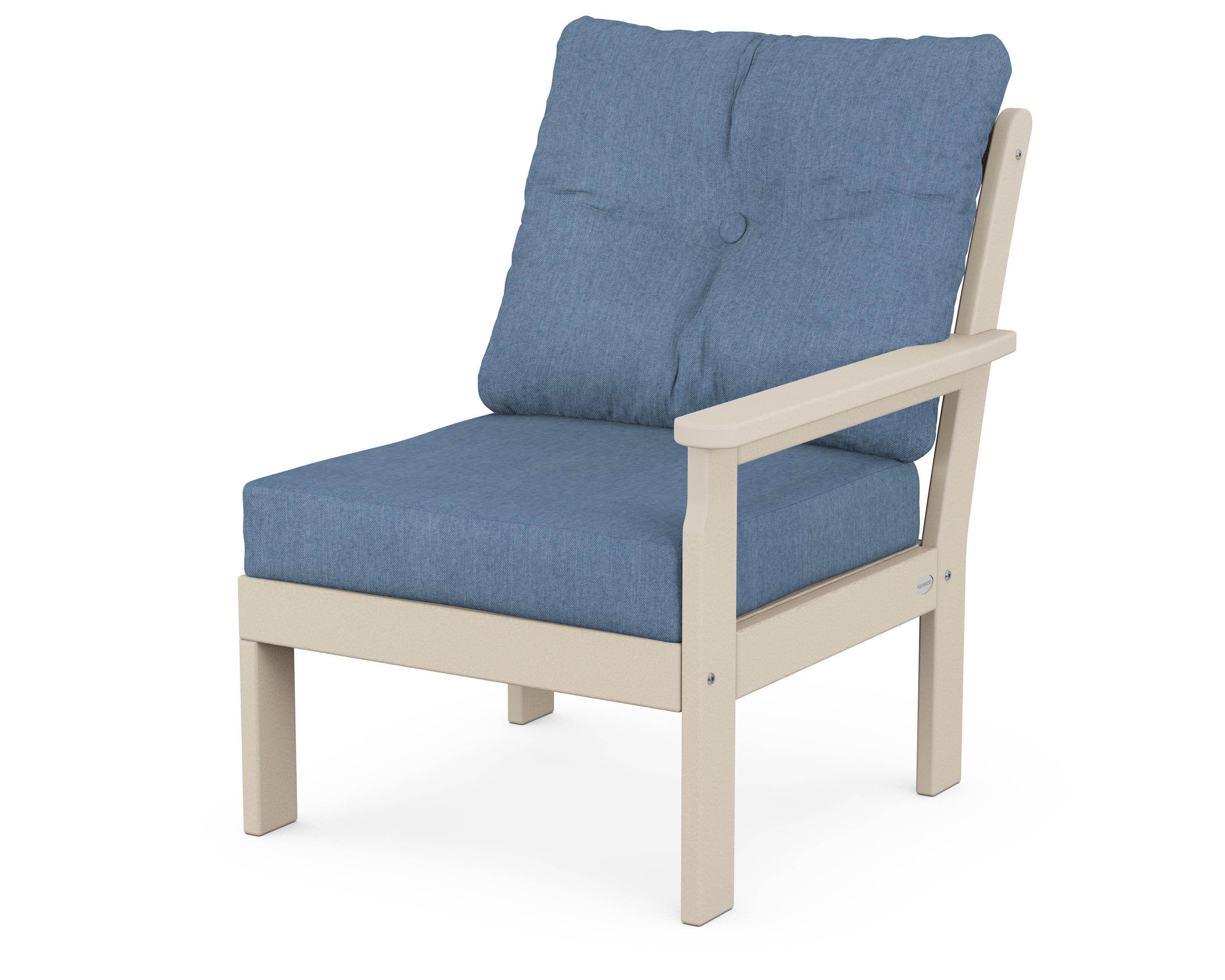 Vineyard Modular Right Arm Chair in Sand / Sky Blue