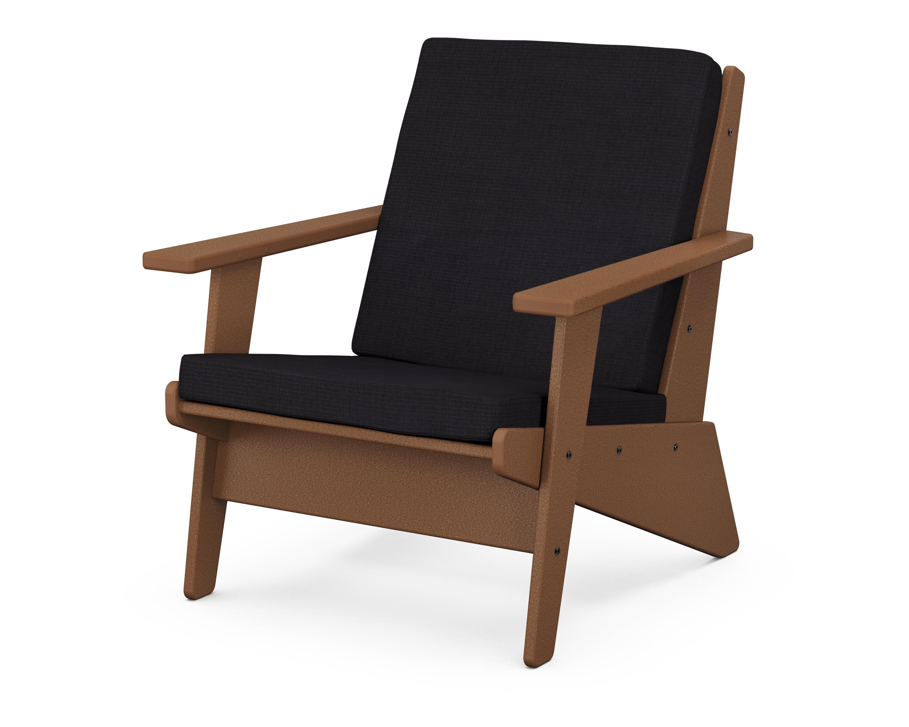 Riviera Modern Lounge Chair in Teak / Midnight Linen