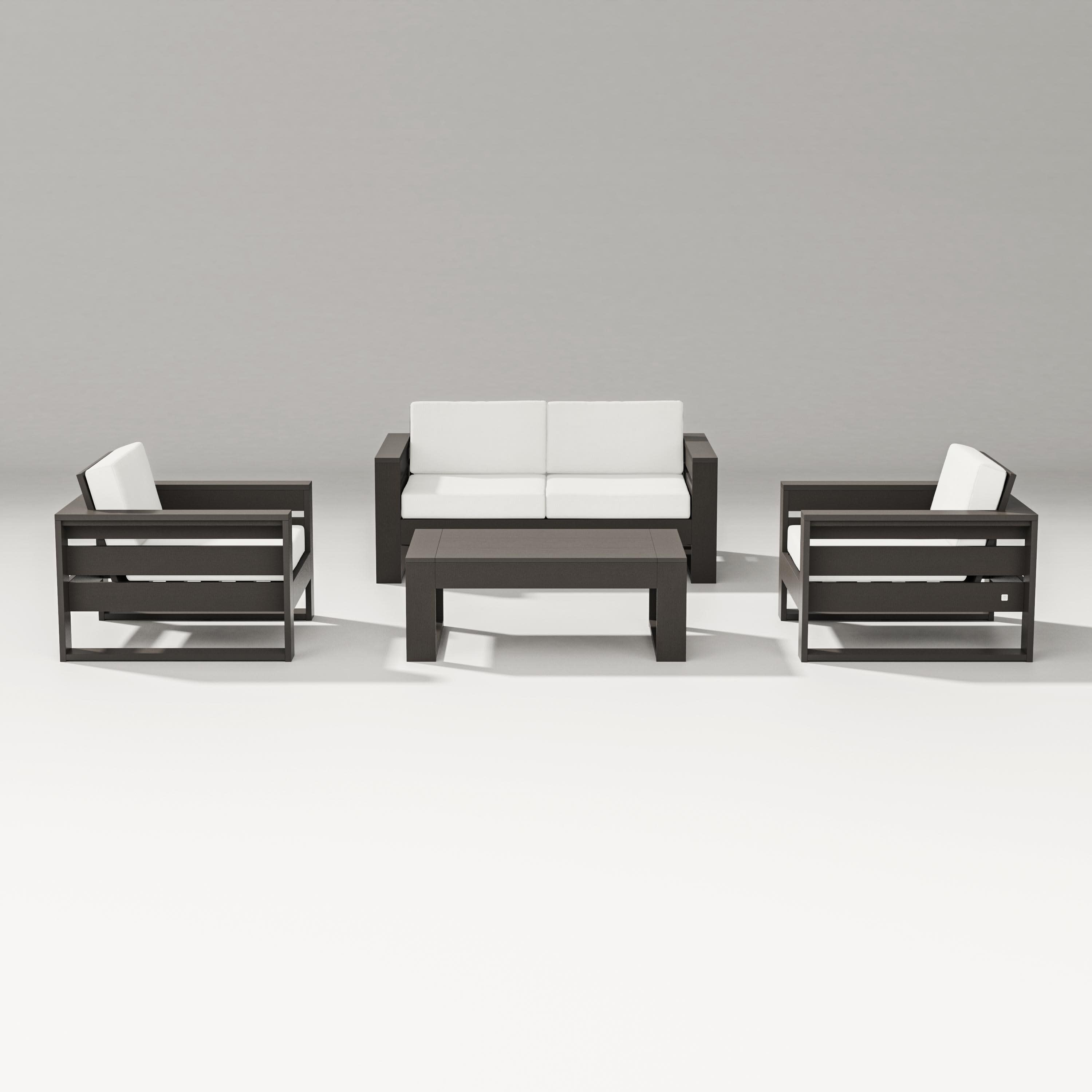 Latitude 4-Piece Lounge Loveseat Set in Vintage Coffee / Natural Linen