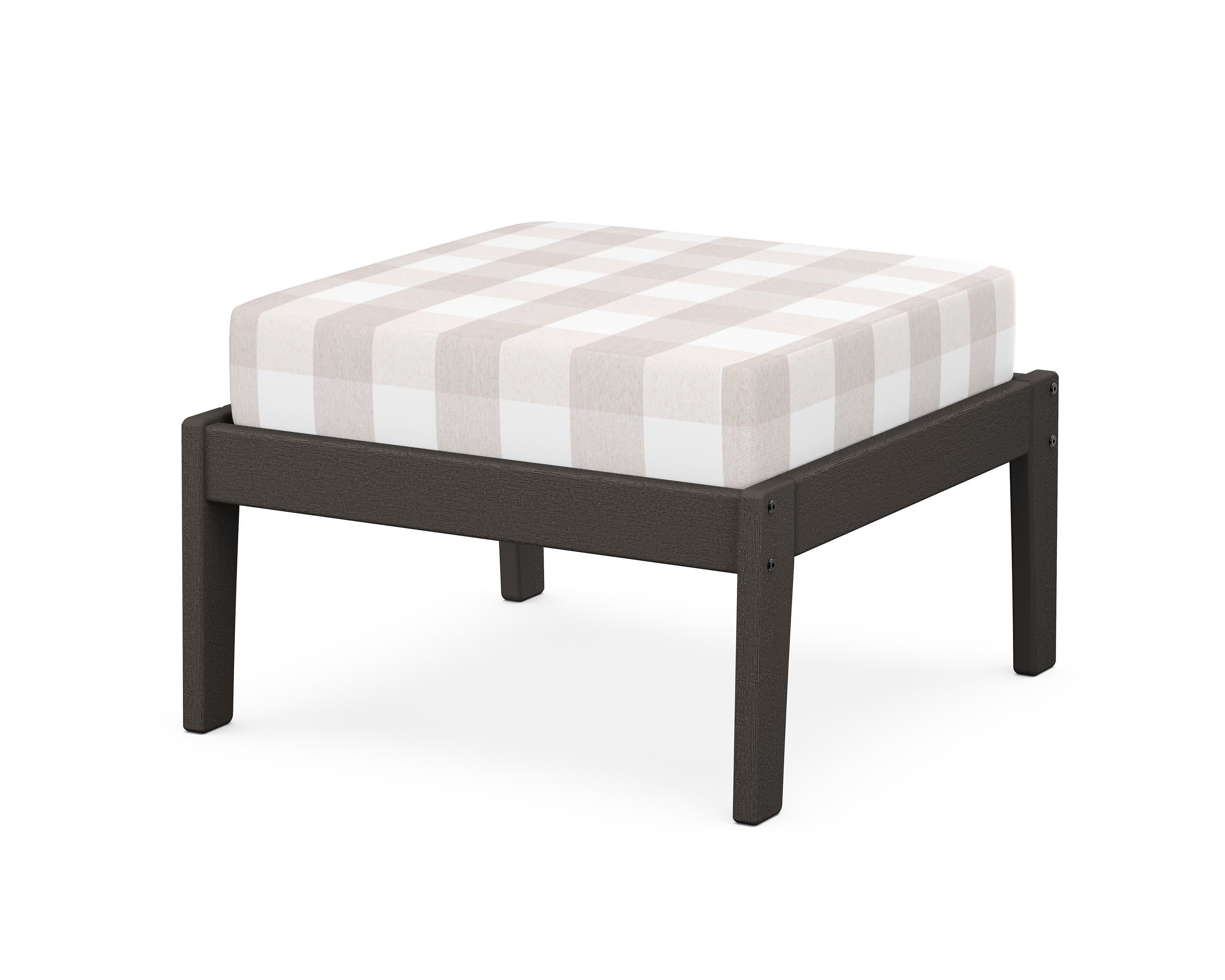 Deep Seating Ottoman in Vintage Coffee / Buffalo Plaid Dune Burlap