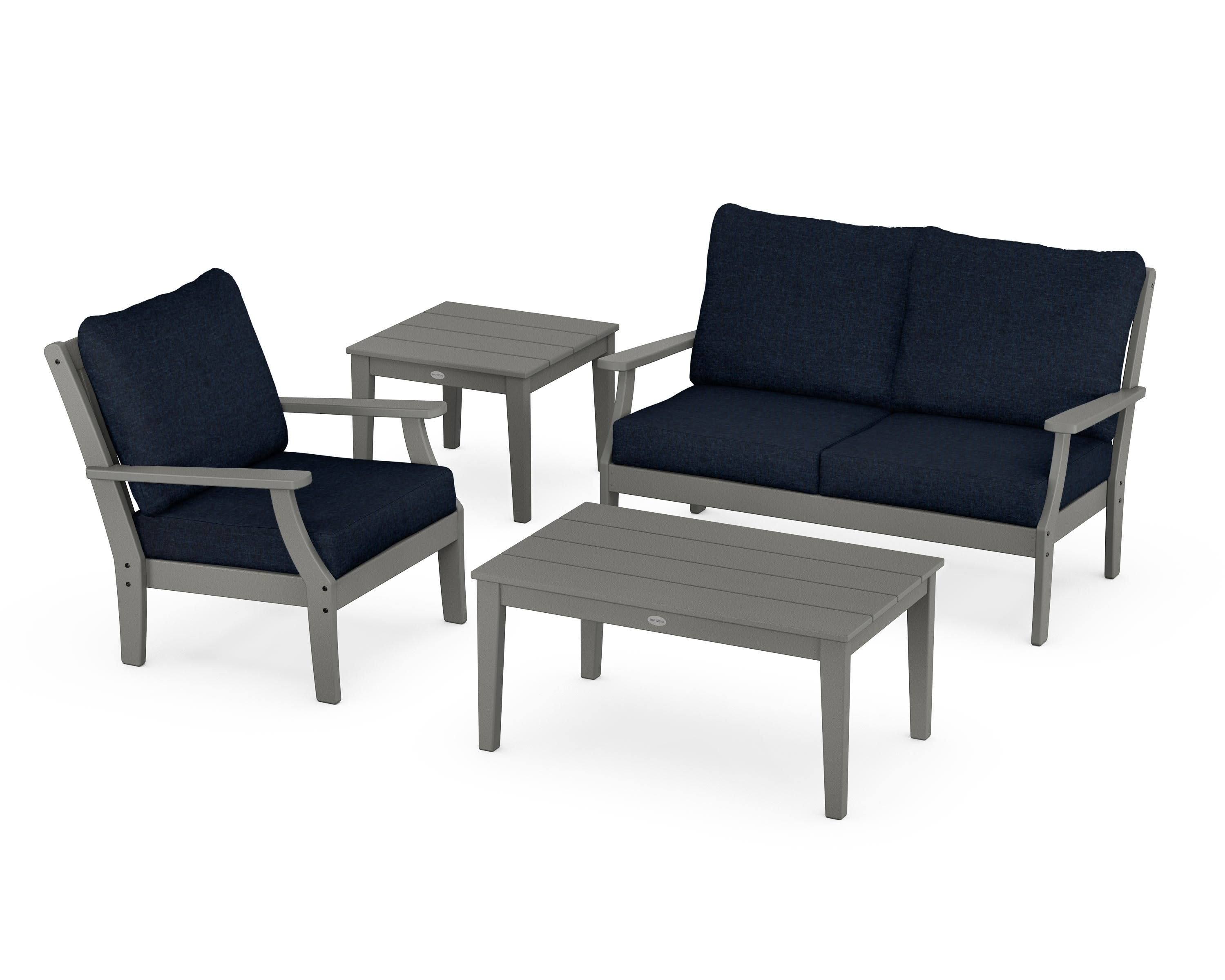 Braxton 4-Piece Deep Seating Set in Slate Grey / Marine Indigo