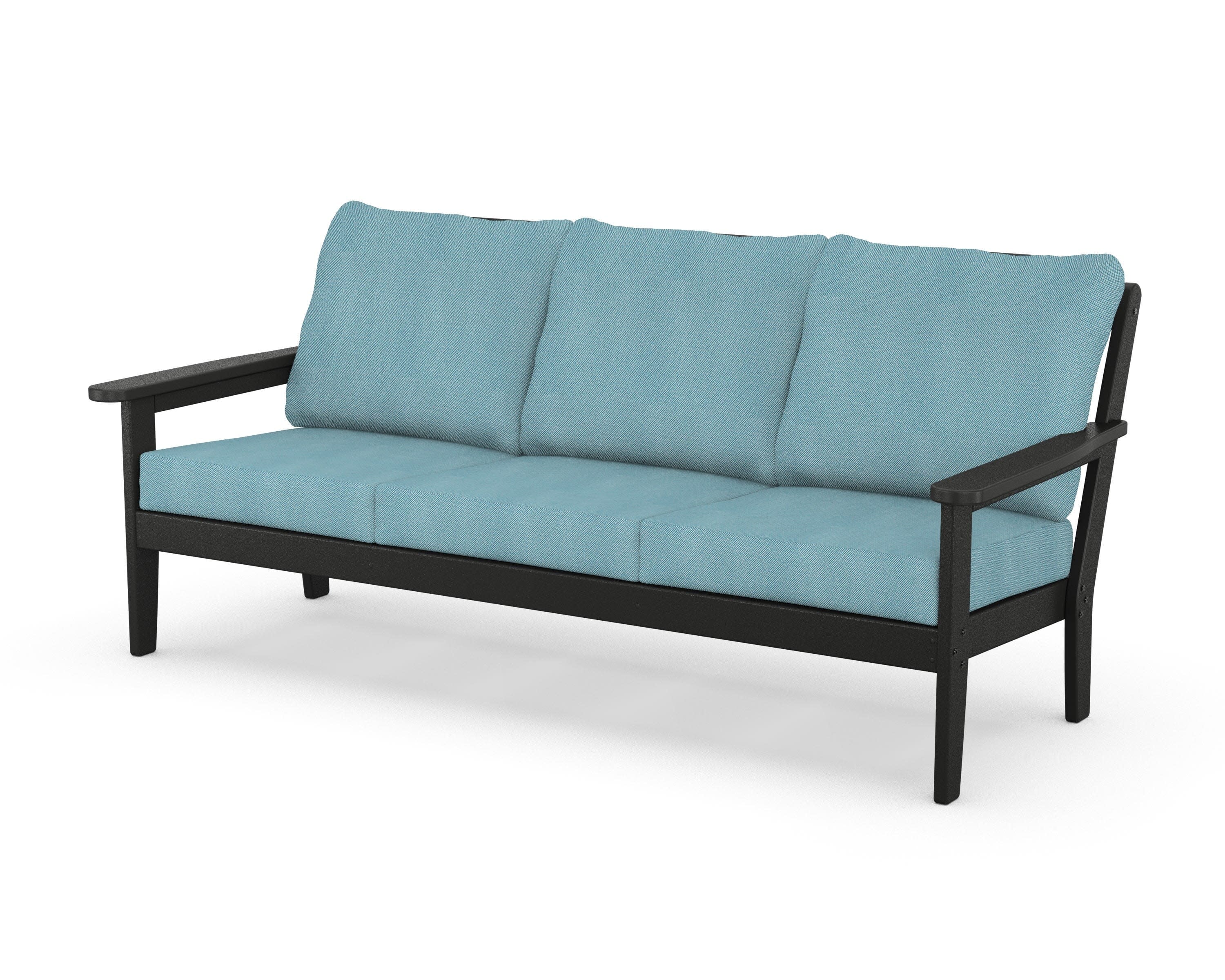 Cottage Deep Seating Sofa in Black / Lattice Sky Blue