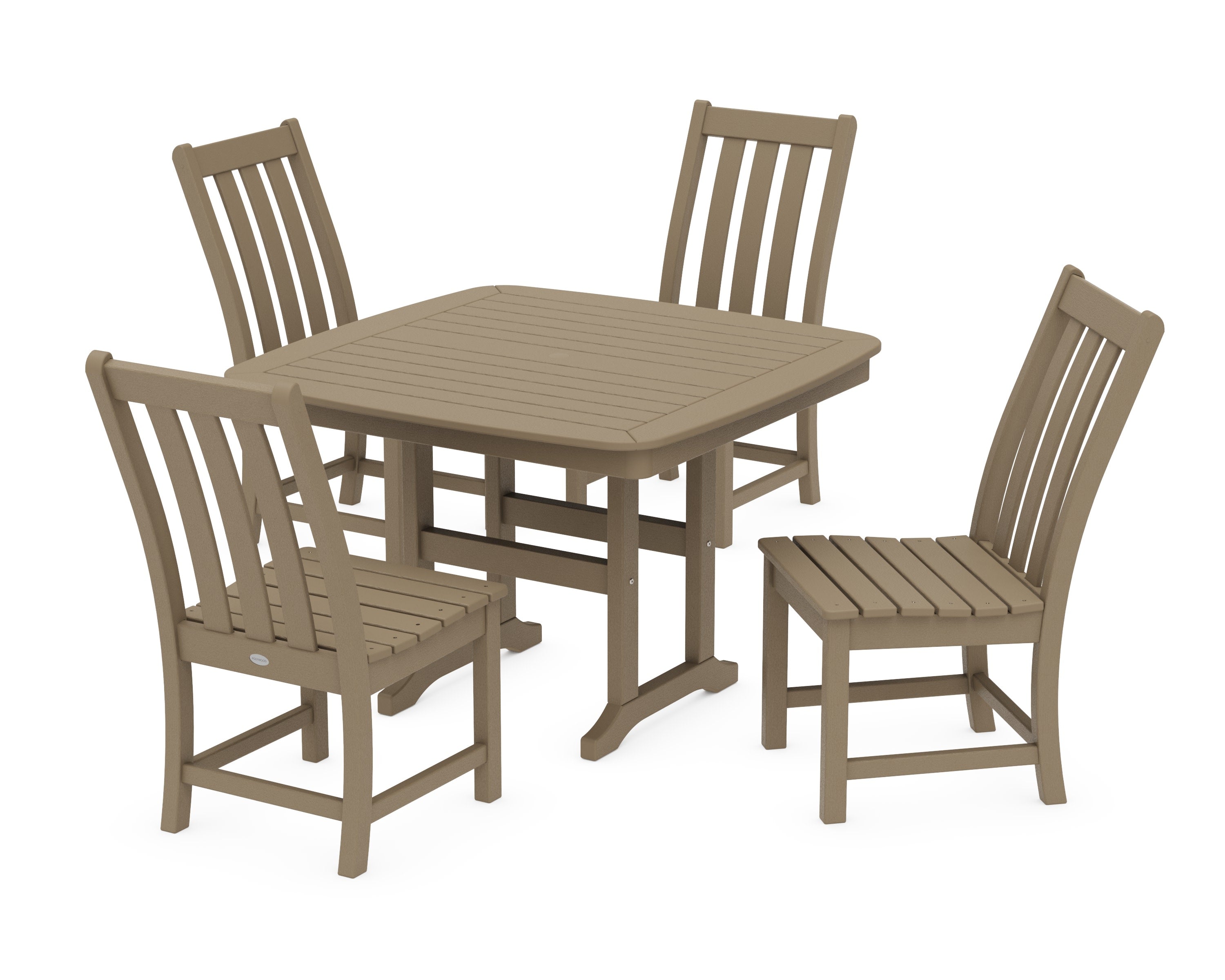 Vineyard Side Chair 5-Piece Dining Set with Trestle Legs in Vintage Sahara
