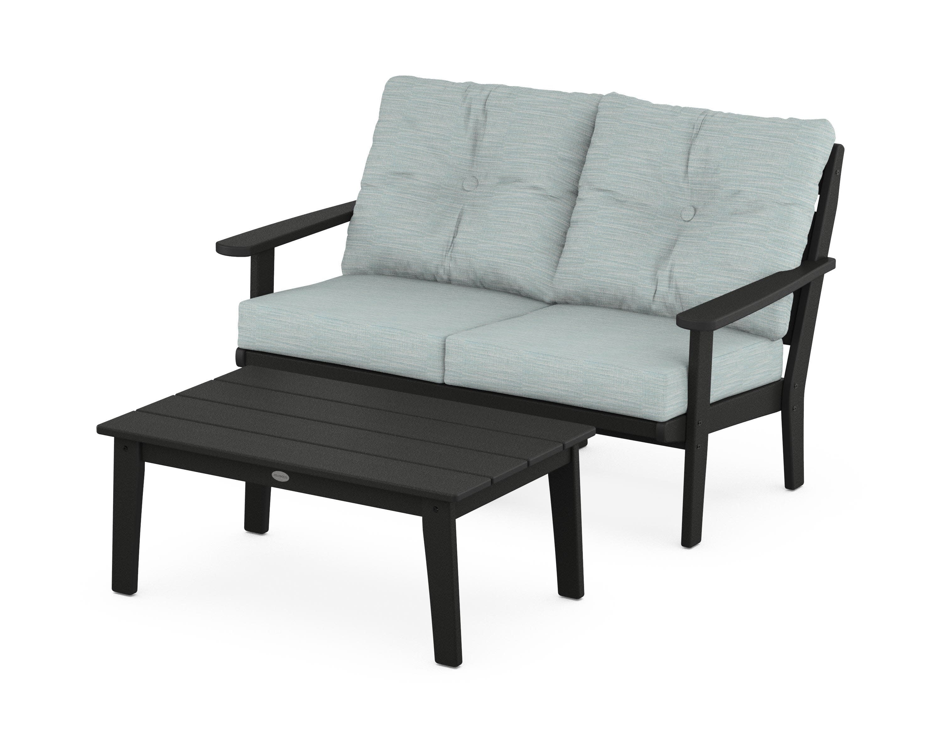 Lakeside 2-Piece Lounge Loveseat Set in Black / Soothe Mist