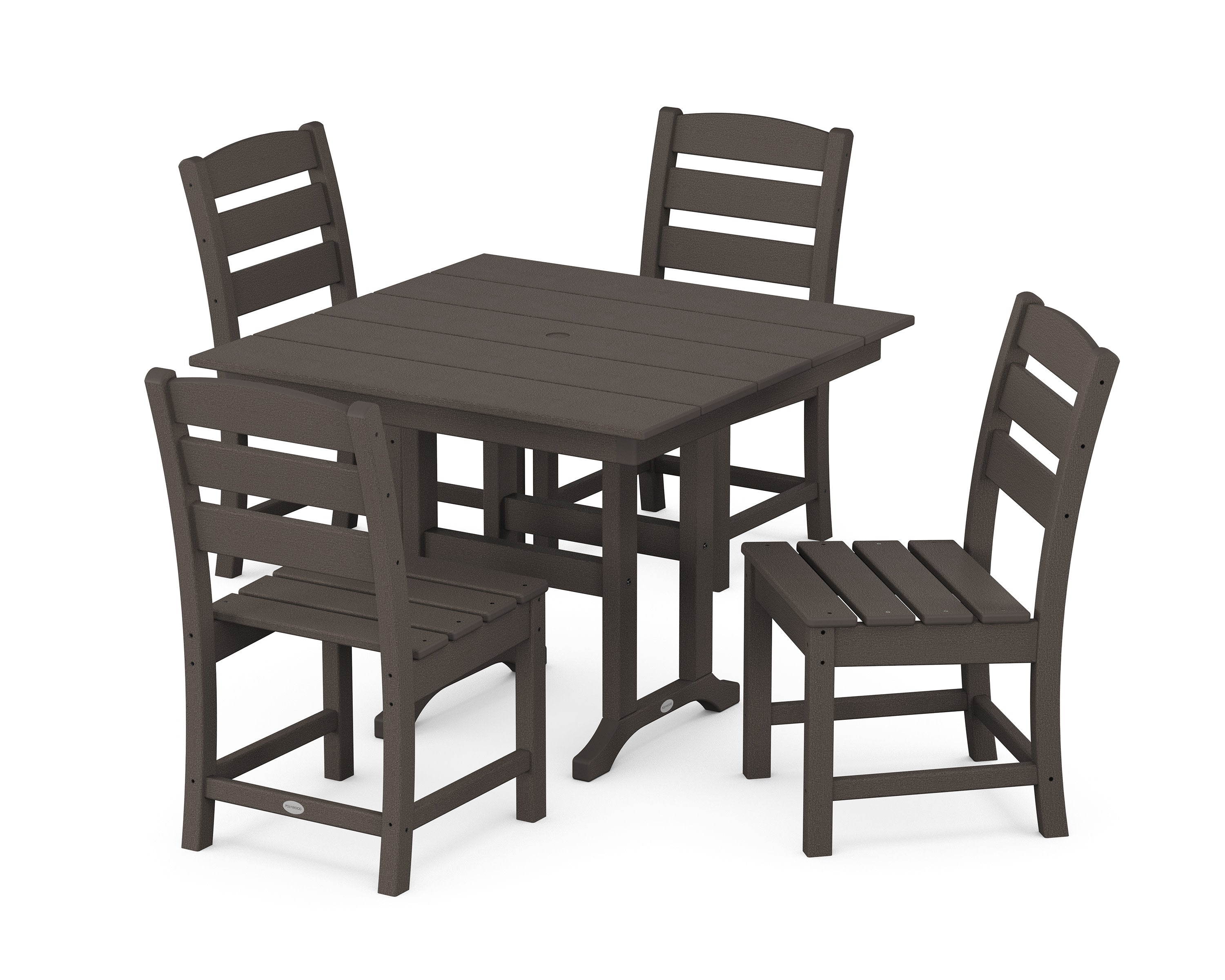 Lakeside Side Chair 5-Piece Farmhouse Dining Set in Vintage Coffee