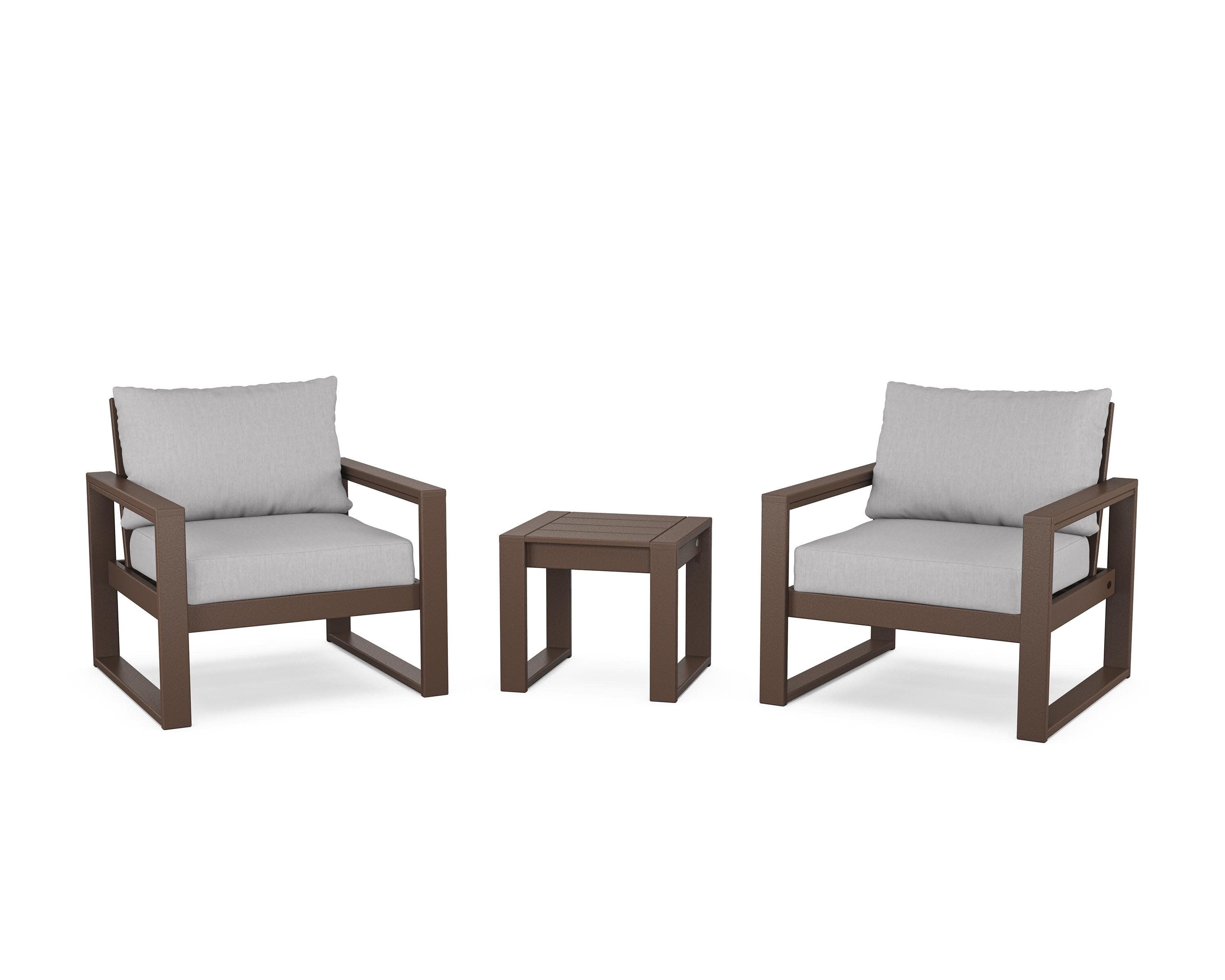 EDGE Sectional 3-Piece Deep Seating Set in Mahogany / Granite