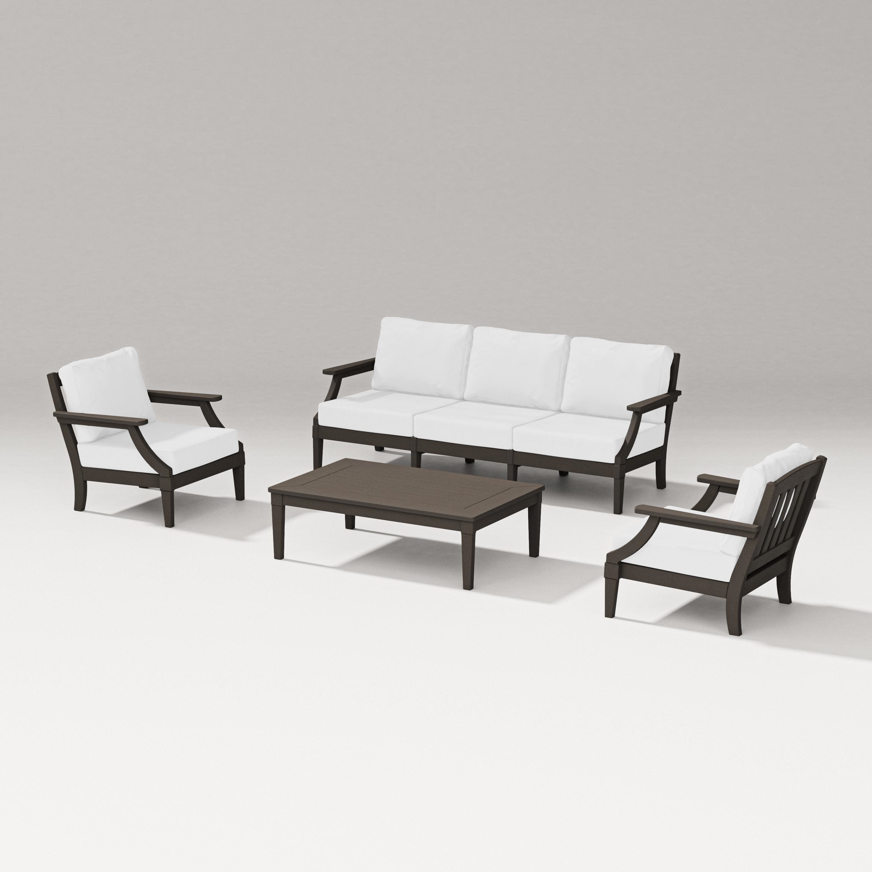 Estate 4-Piece Lounge Sofa Set in Vintage Coffee / Natural