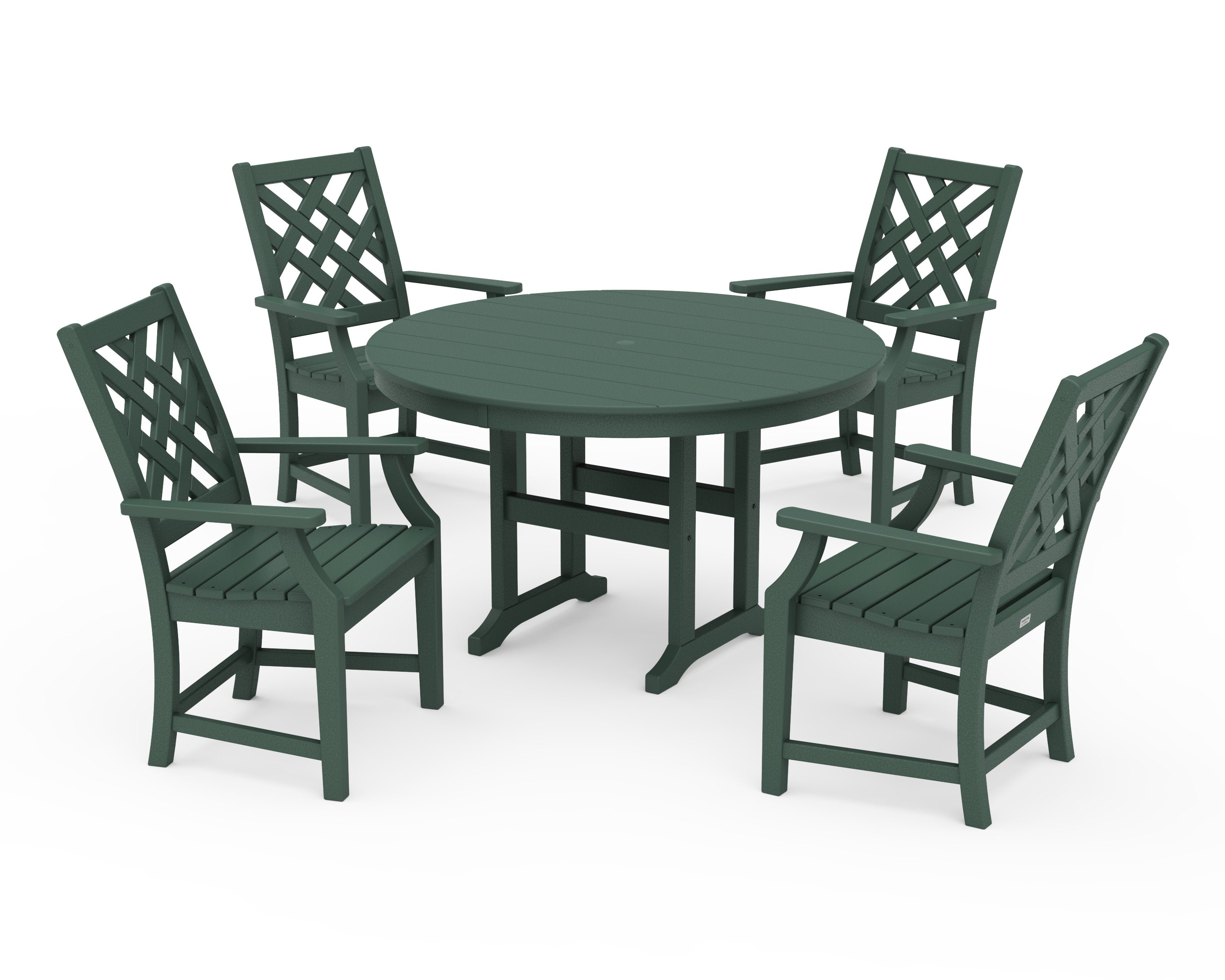 Wovendale 5-Piece Round Farmhouse Dining Set in Green