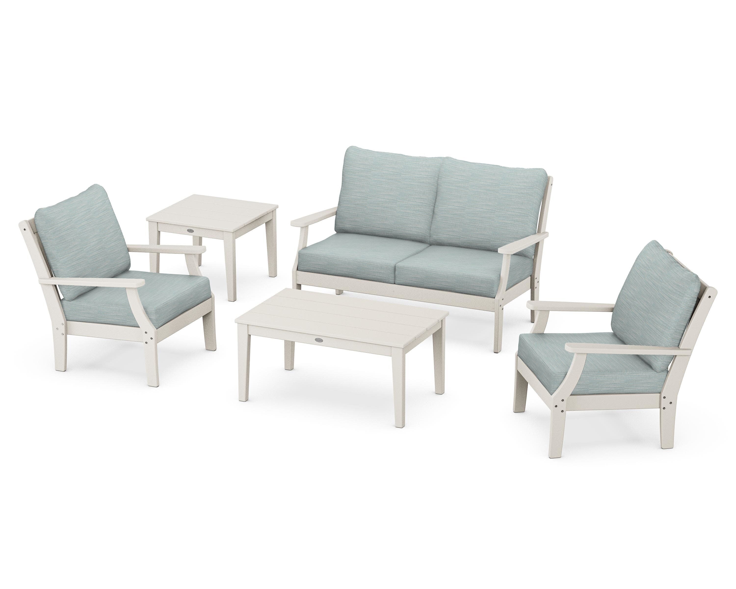 Braxton 5-Piece Deep Seating Set in Sand / Soothe Mist