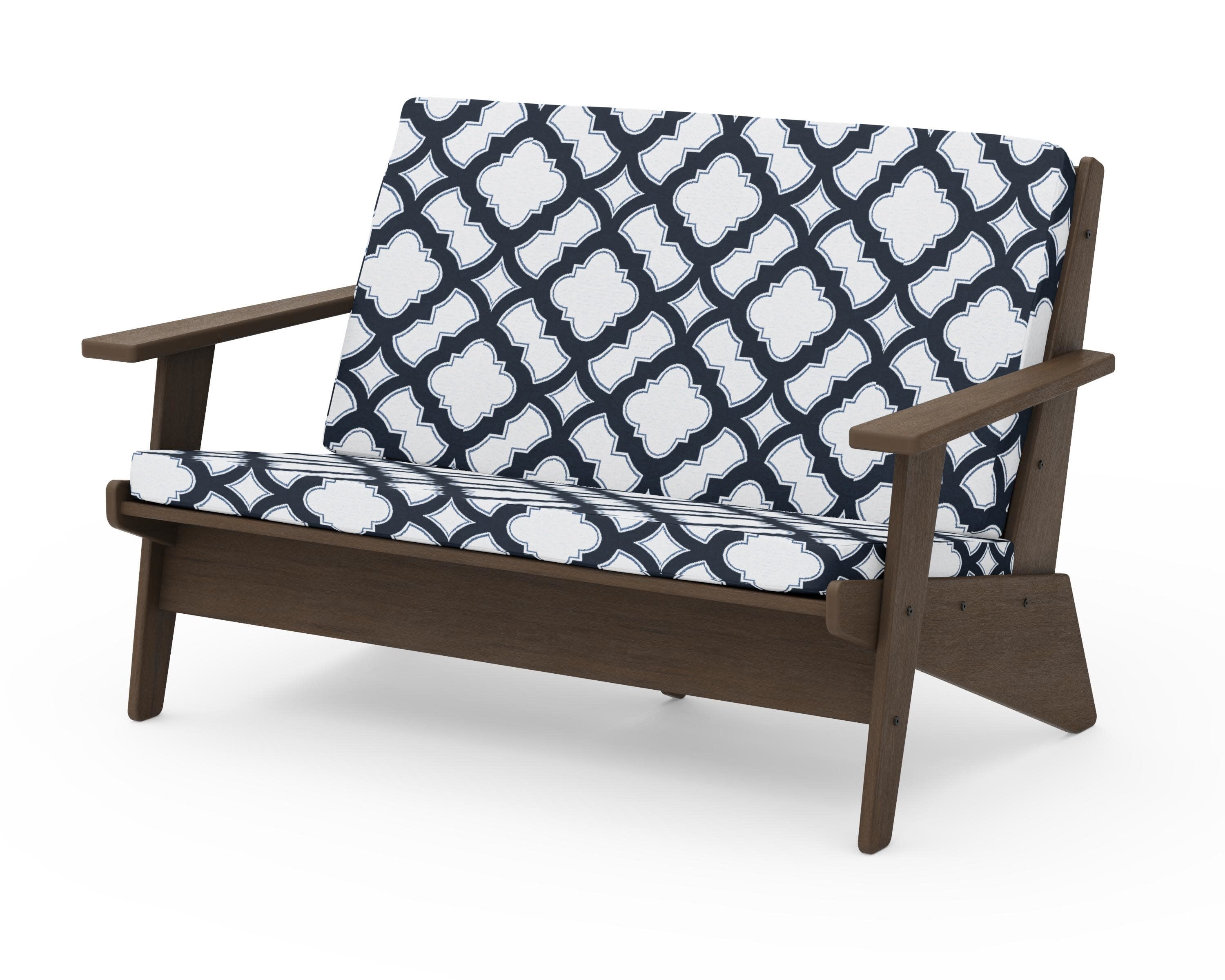 Riviera Modern Lounge Loveseat in Kona / Trellis Marine Indigo