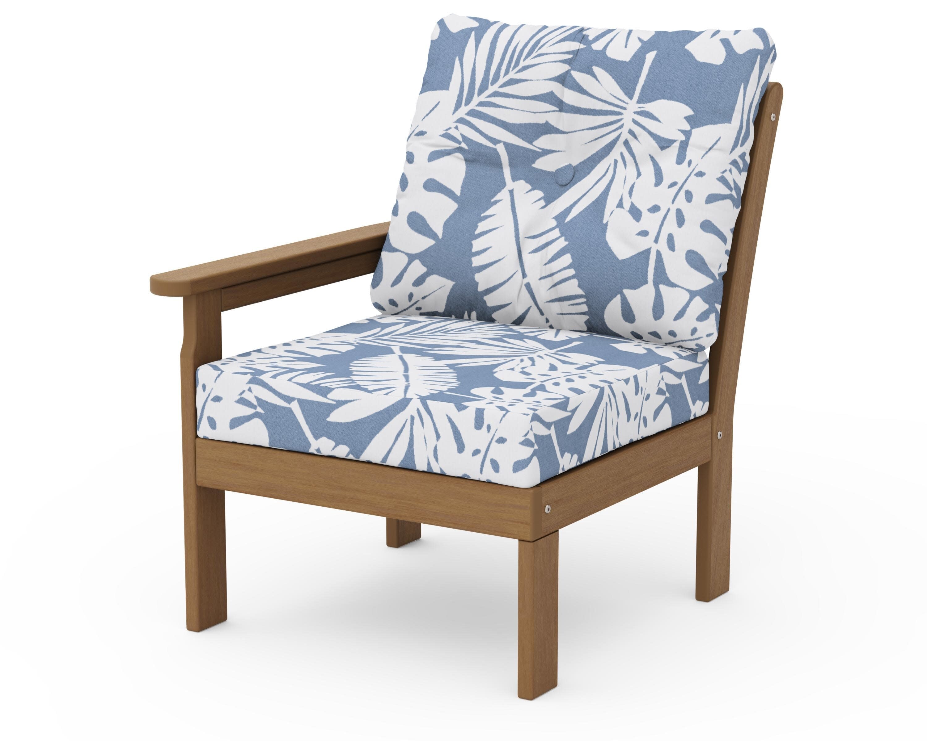 Vineyard Modular Left Arm Chair in Natural / Leaf Sky Blue