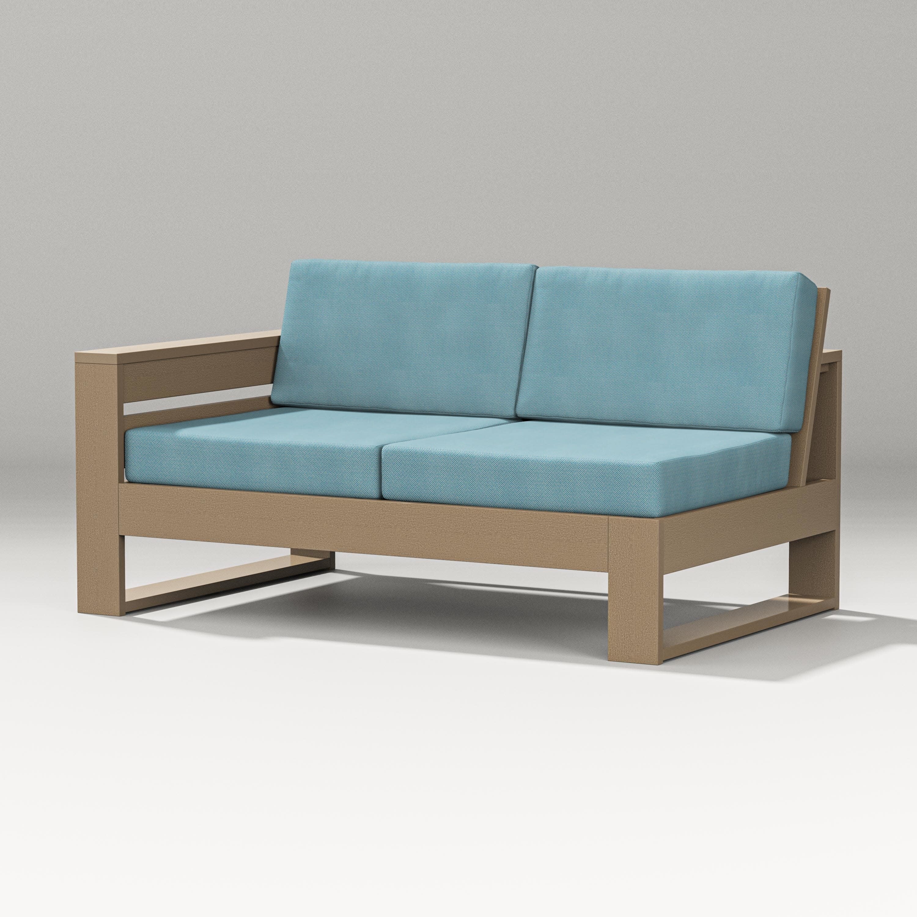 Latitude Modular Left Arm Loveseat in Vintage Sahara / Lattice Sky Blue
