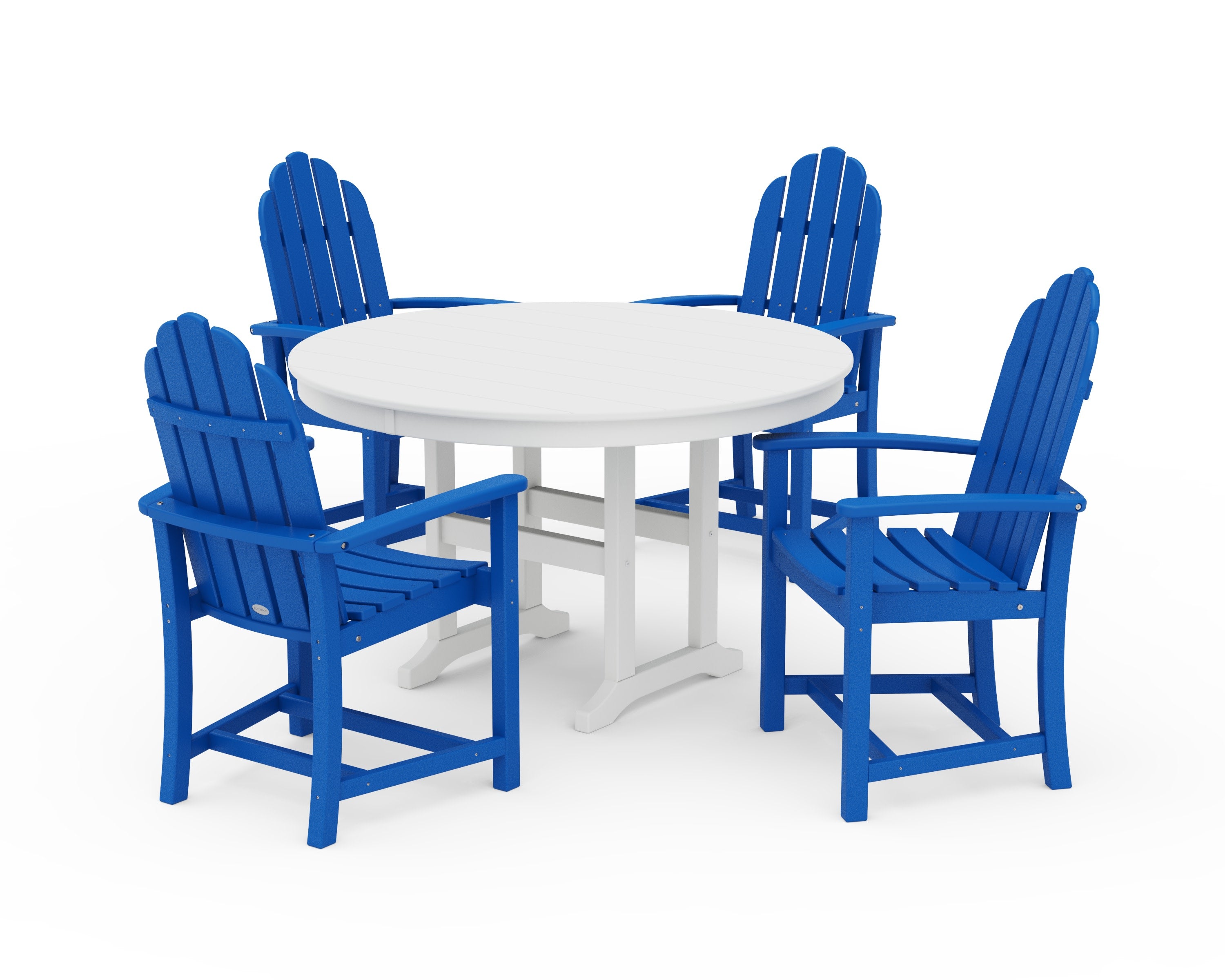 Classic Adirondack 5-Piece Round Farmhouse Dining Set in Pacific Blue / White