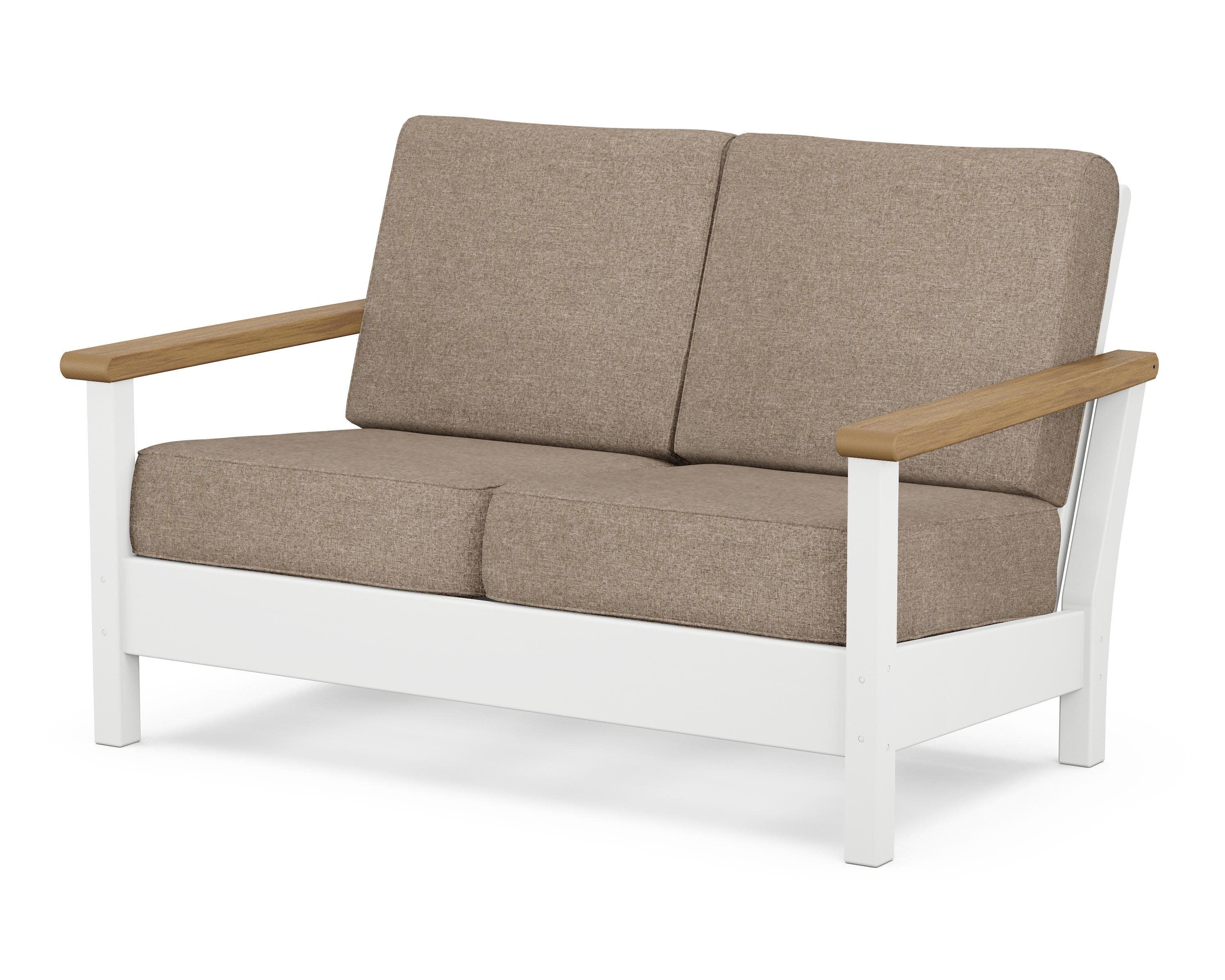 Harbour Deep Seating Loveseat in White / Natural / Spiced Burlap