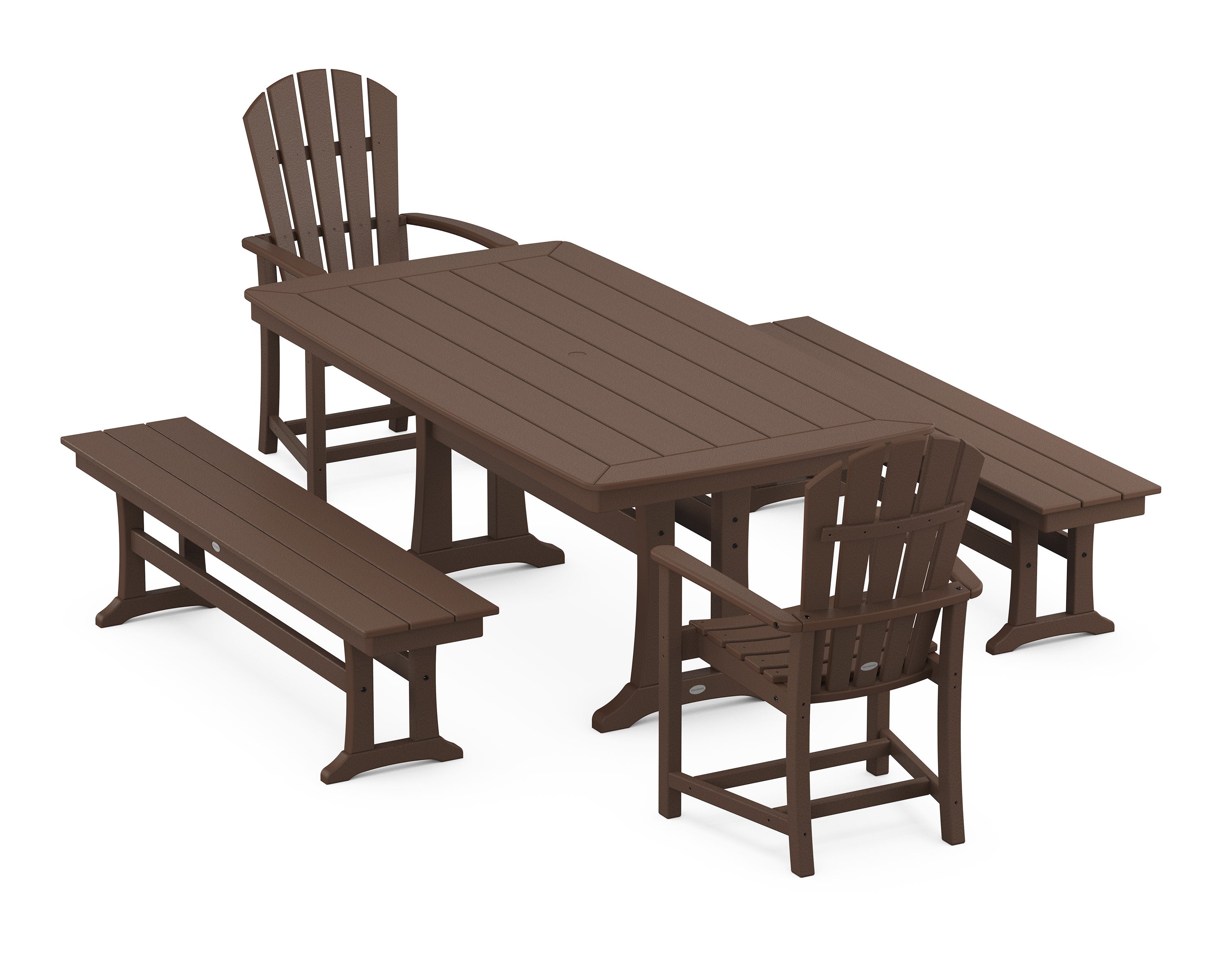 Palm Coast 5-Piece Dining Set with Trestle Legs in Mahogany