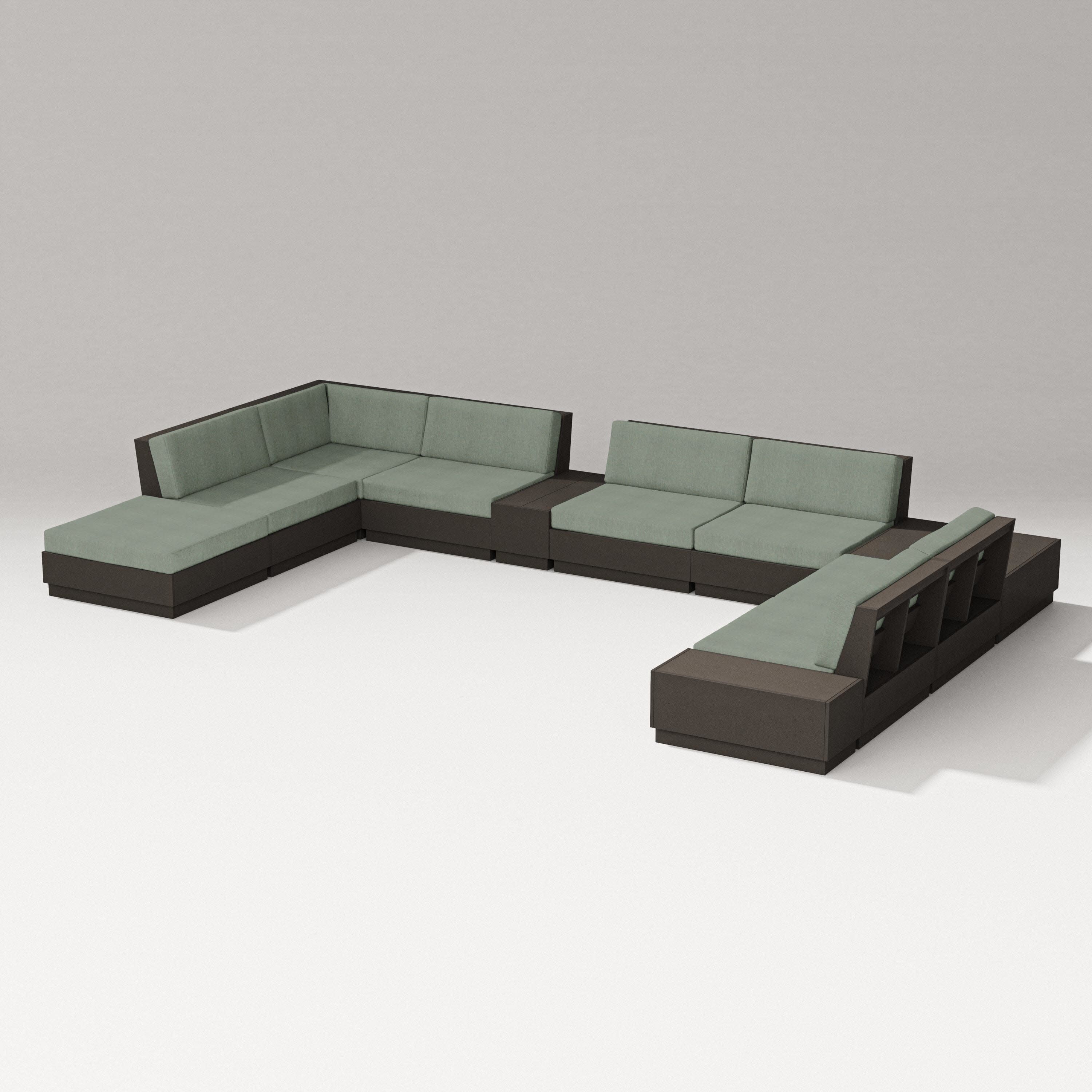 Elevate 11-Piece Conversation Sectional Set in Vintage Coffee / Cast Sage