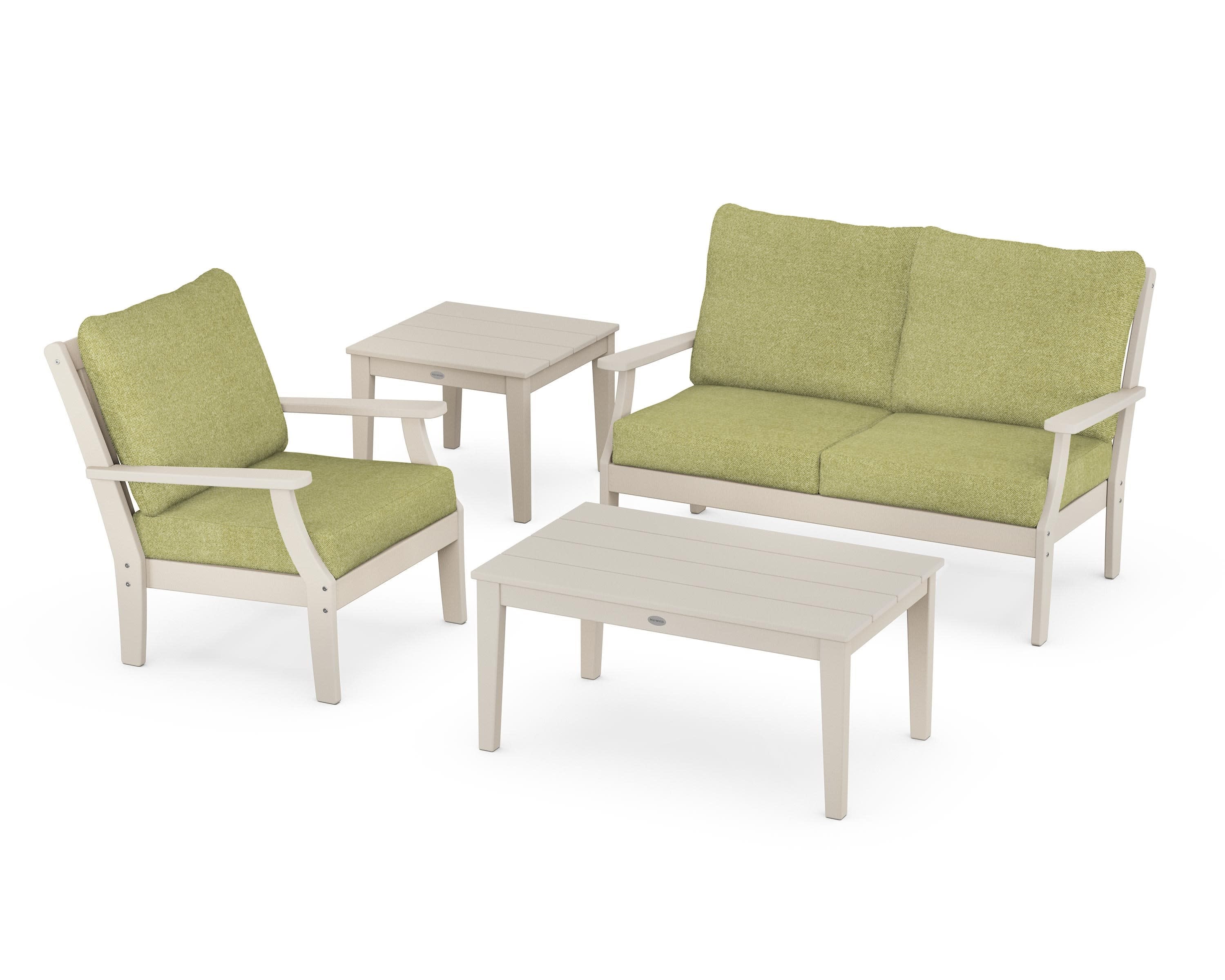 Braxton 4-Piece Deep Seating Set in Sand / Chartreuse Boucle
