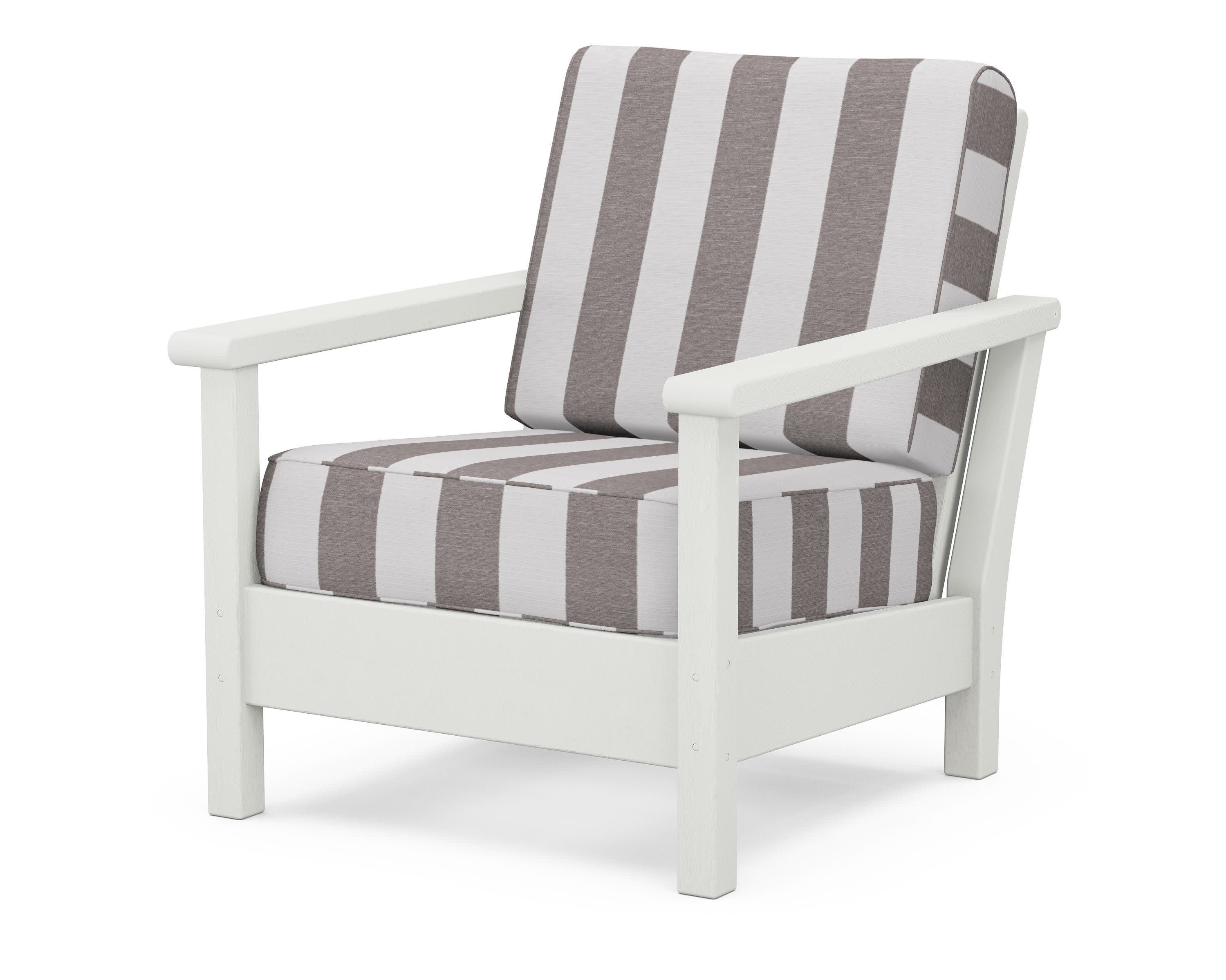 Harbour Deep Seating Chair in Vintage White / Cabana Stripe Grey Mist