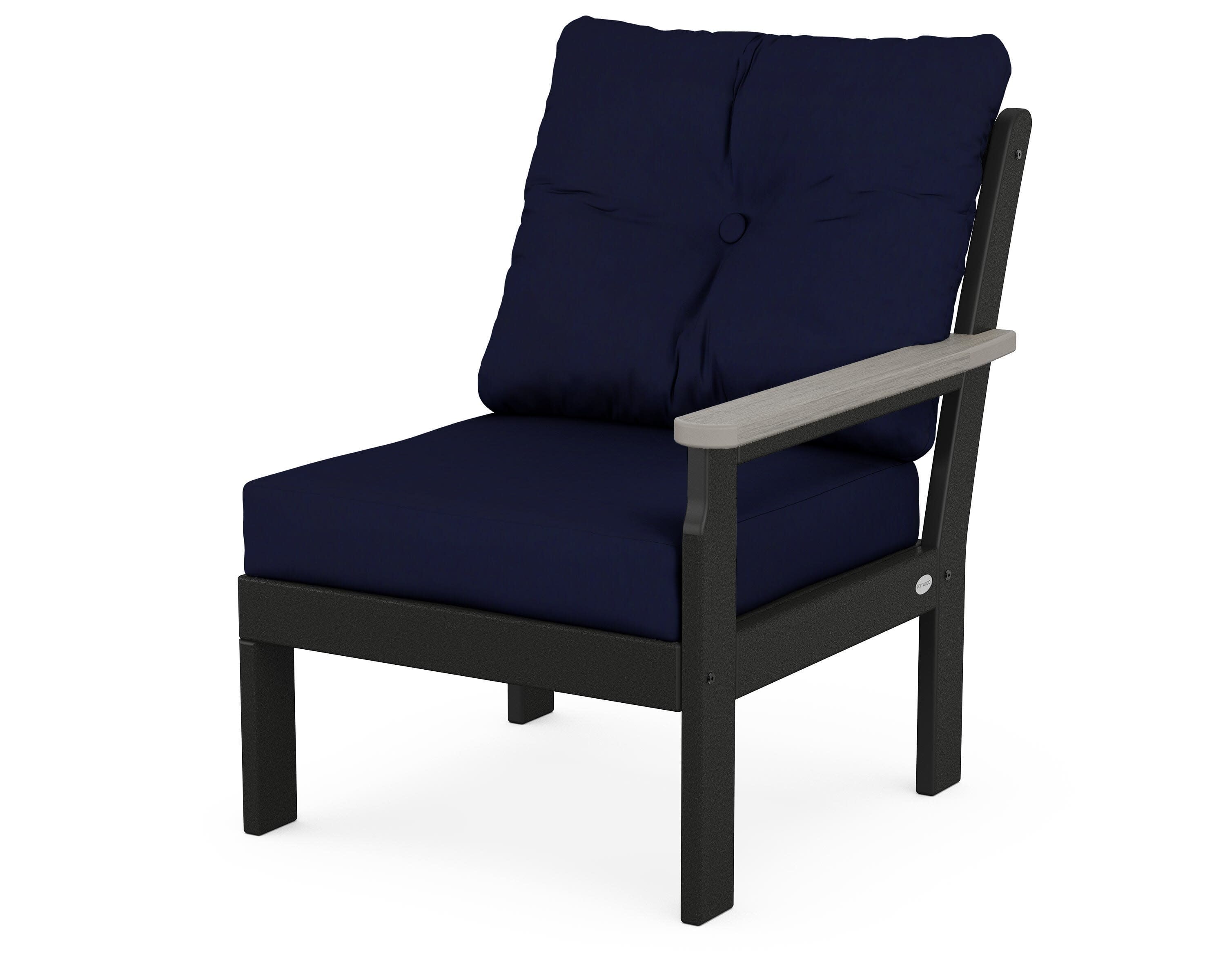 Vineyard Modular Right Arm Chair in Black / Driftwood / Navy