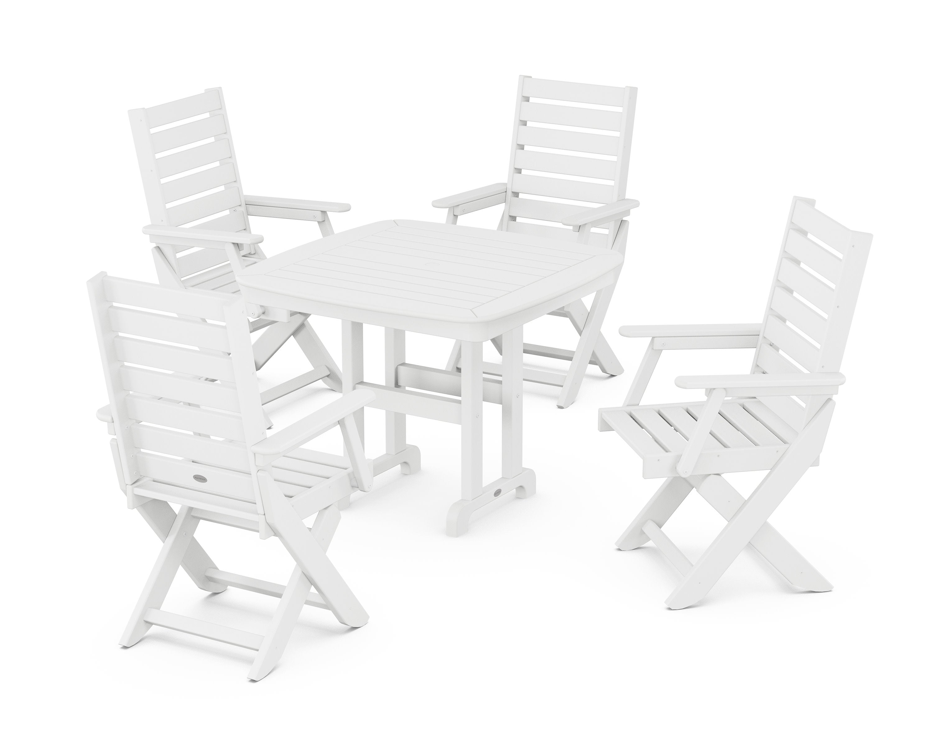 Captain Folding Chair 5-Piece Dining Set in White
