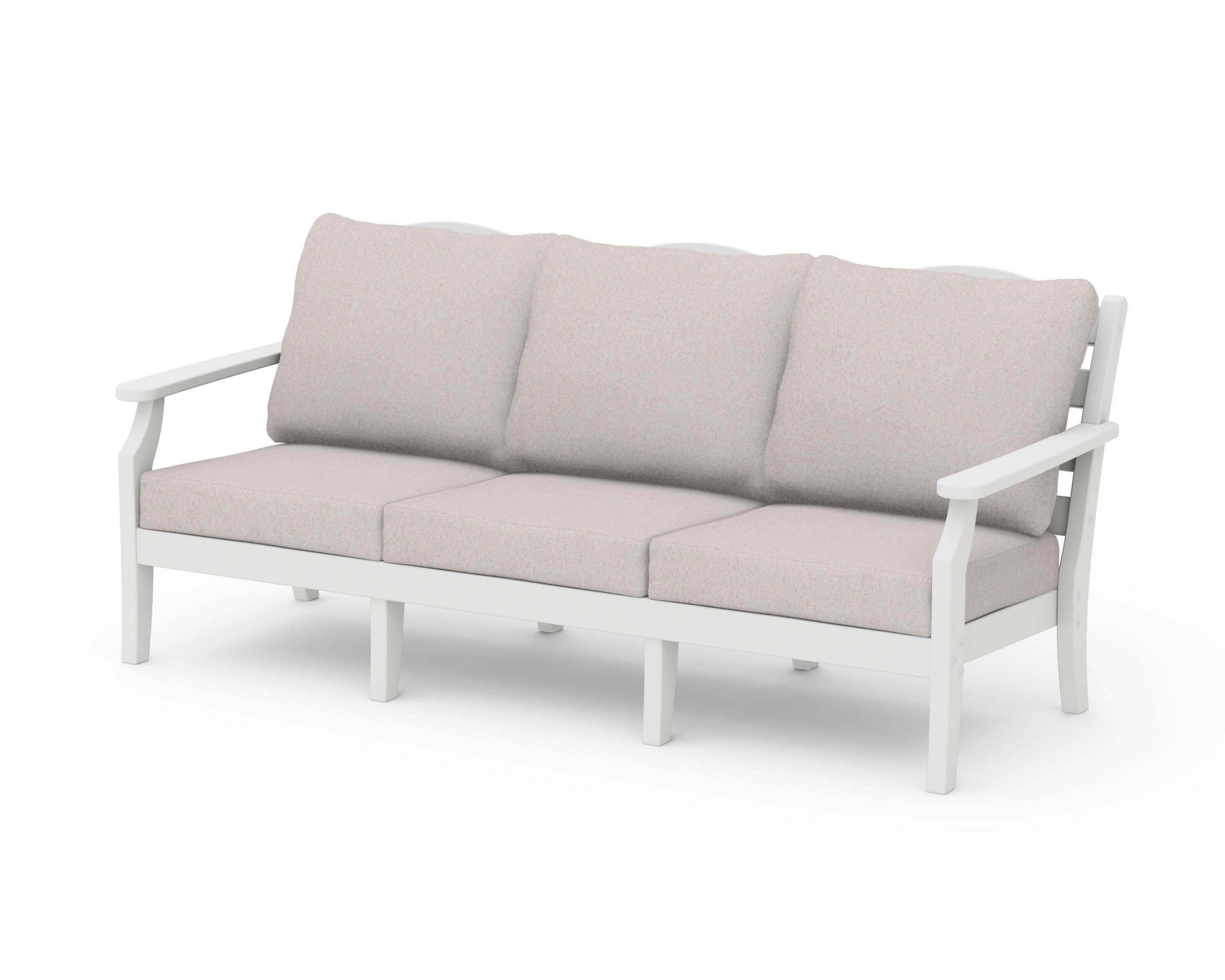 Savannah Deep Seating Sofa in White / Dune Burlap