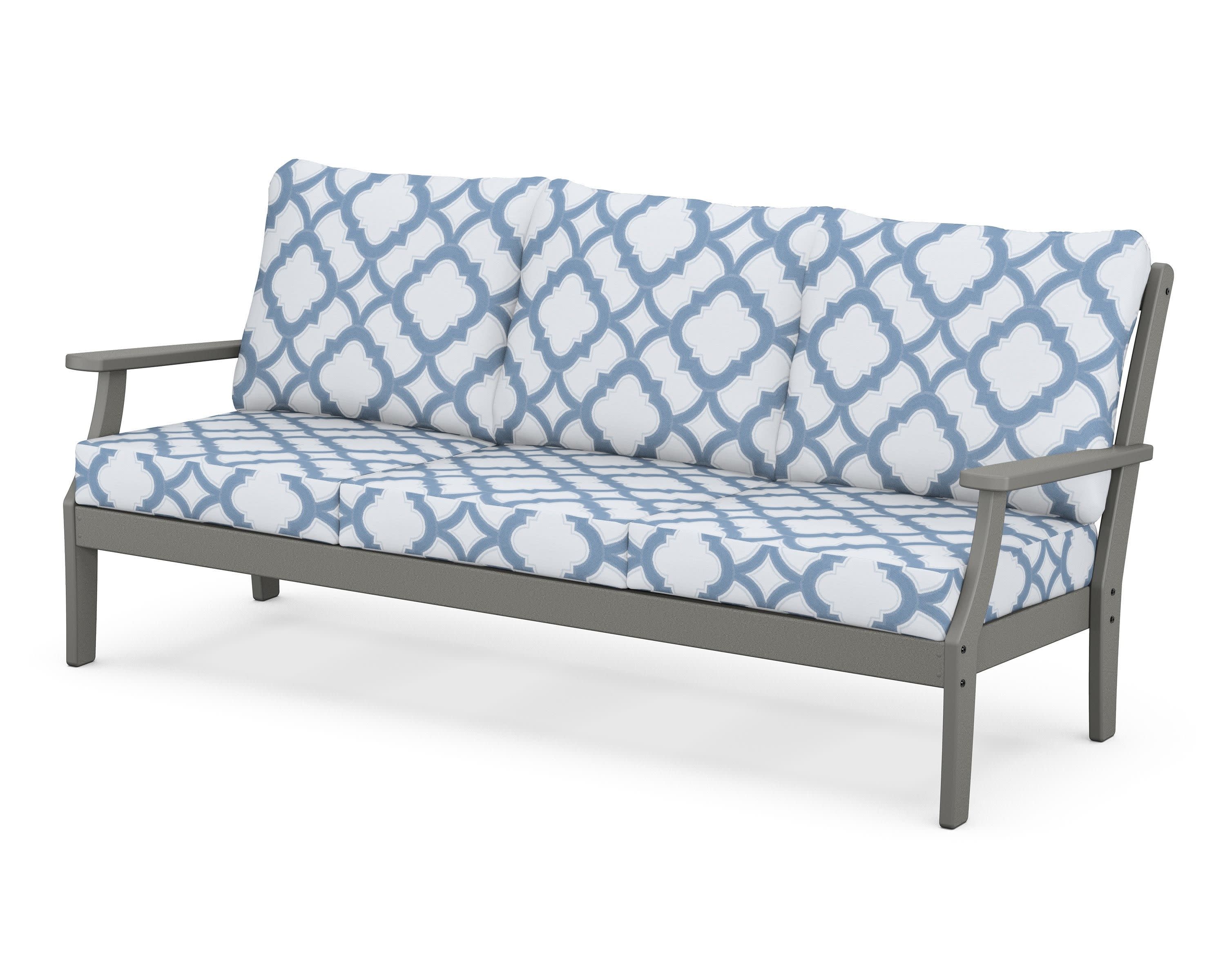 Braxton Deep Seating Sofa in Slate Grey / Trellis Sky Blue