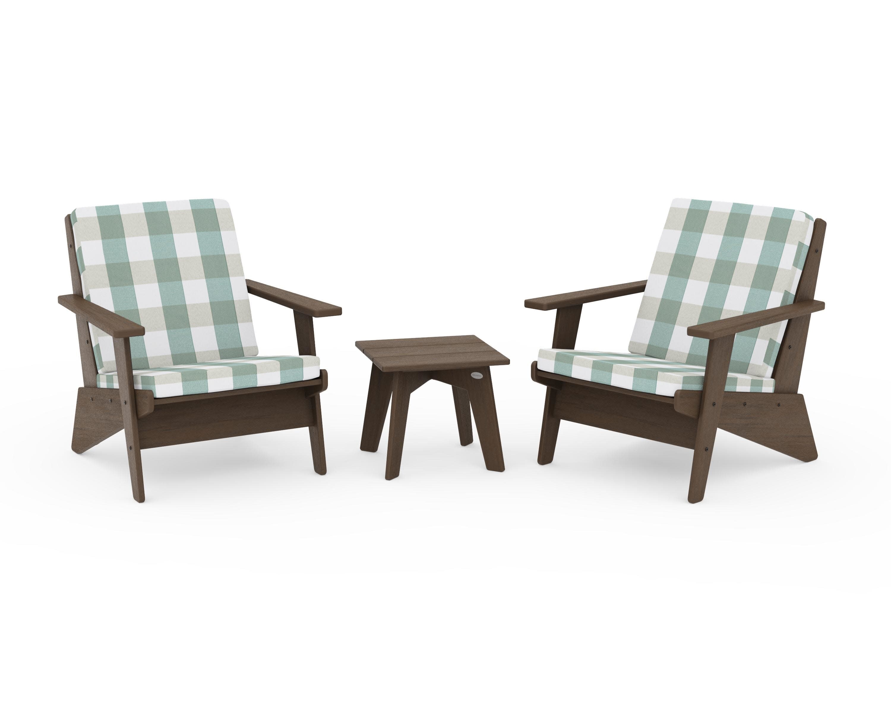 Riviera Modern Lounge 3-Piece Set in Kona / Buffalo Plaid Glacier Spa