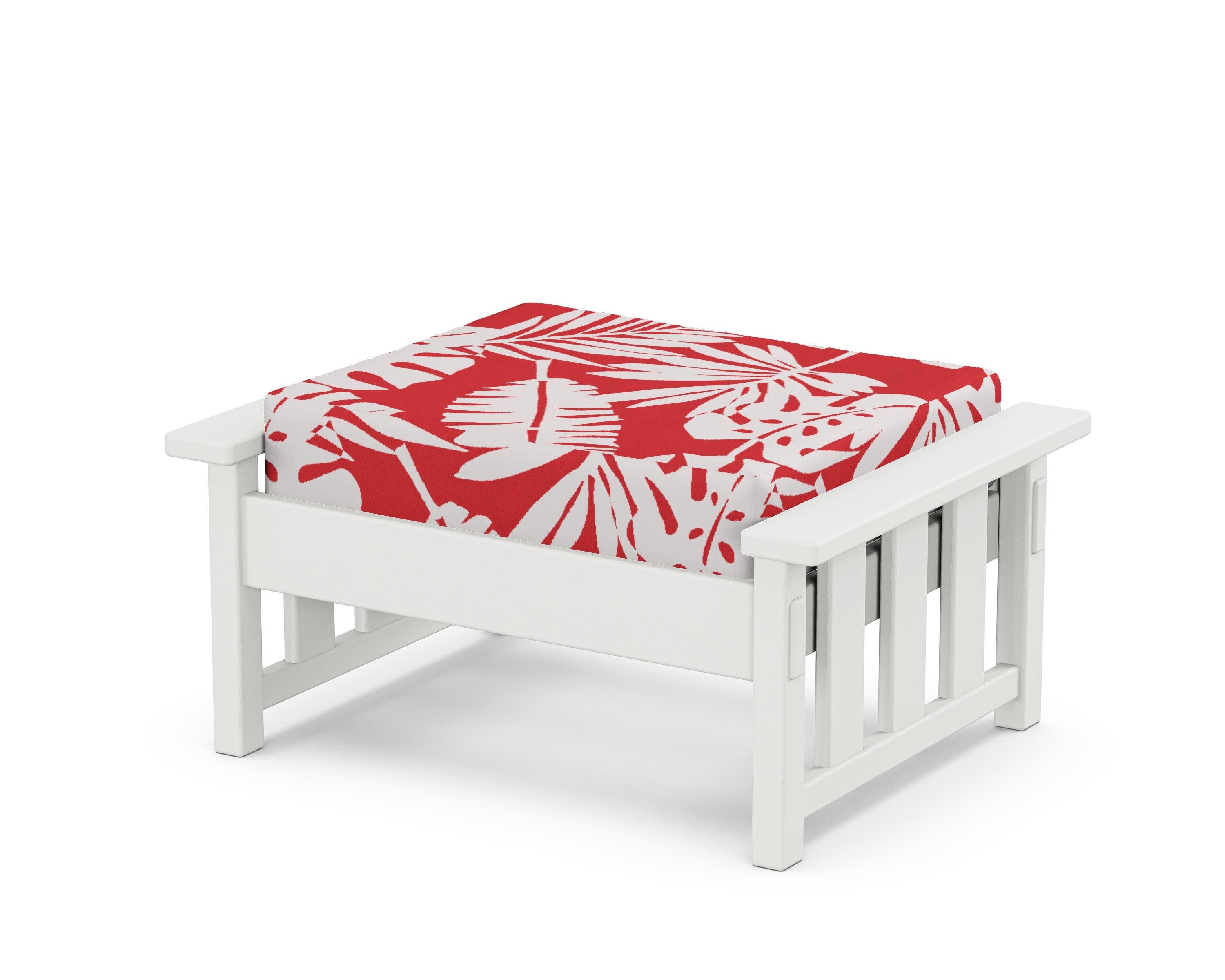 Acadia Deep Seating Ottoman in White / Leaf Crimson