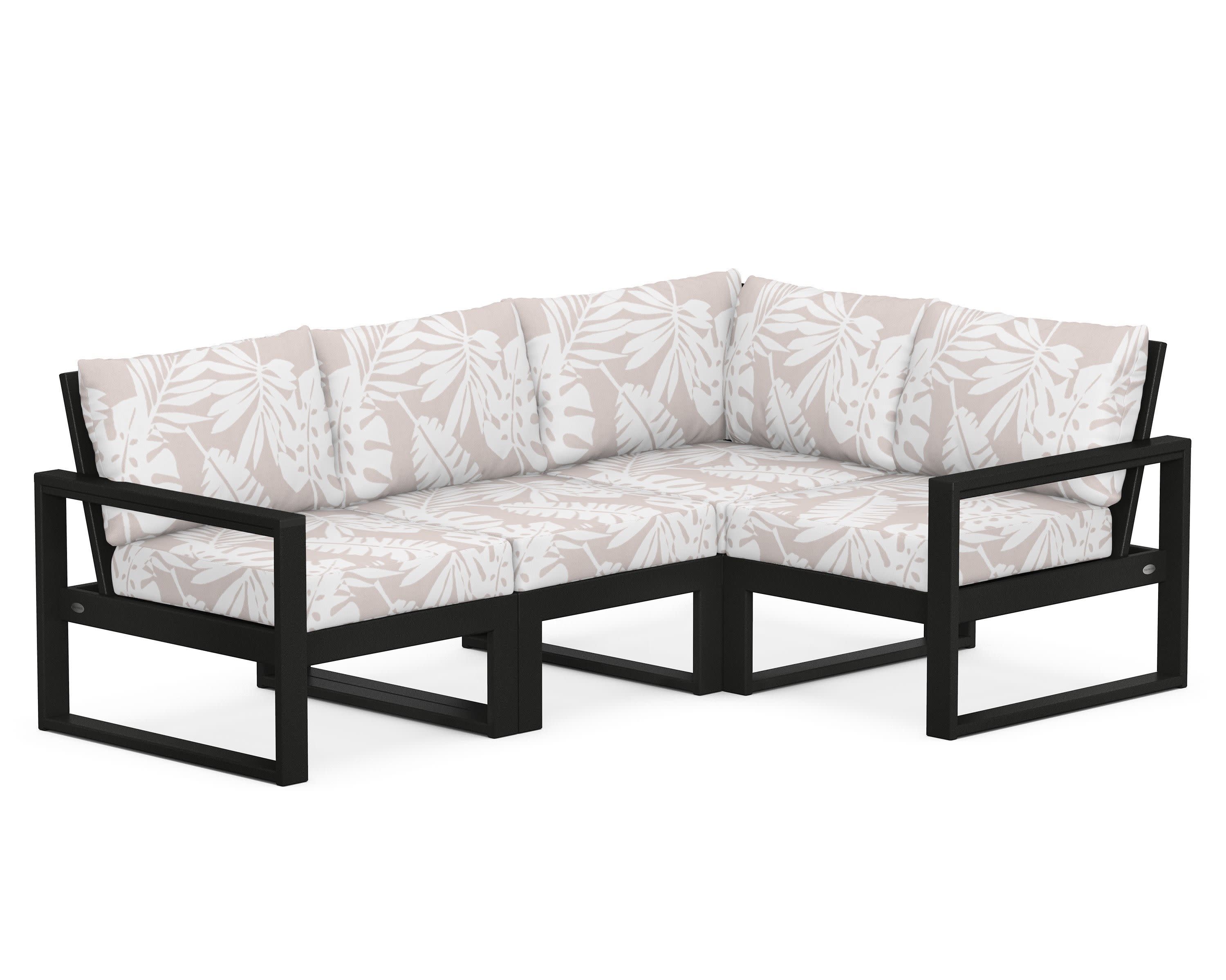 EDGE 4-Piece Modular Deep Seating Set in Black / Leaf Dune Burlap
