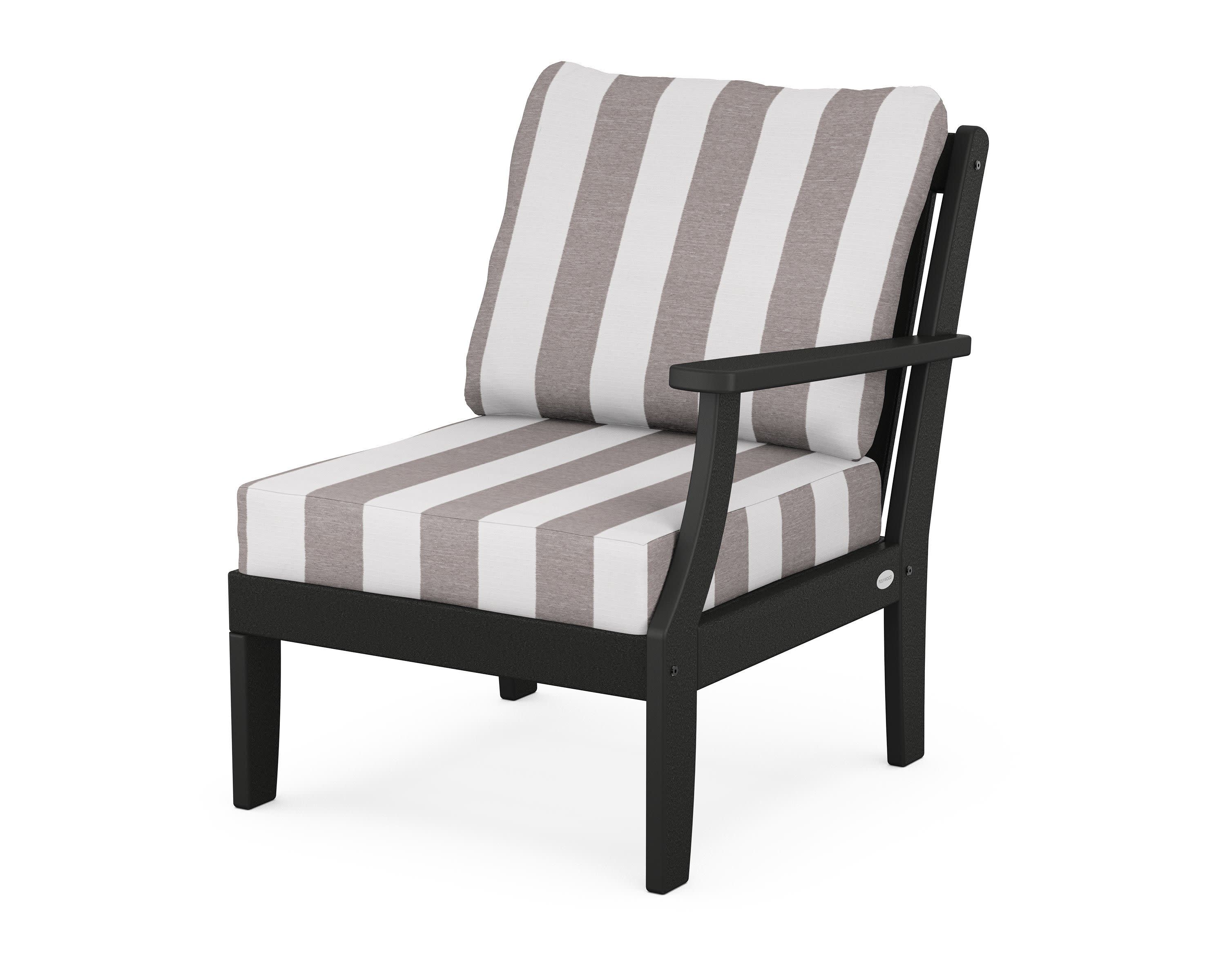 Braxton Modular Right Arm Chair in Black / Cabana Stripe Grey Mist