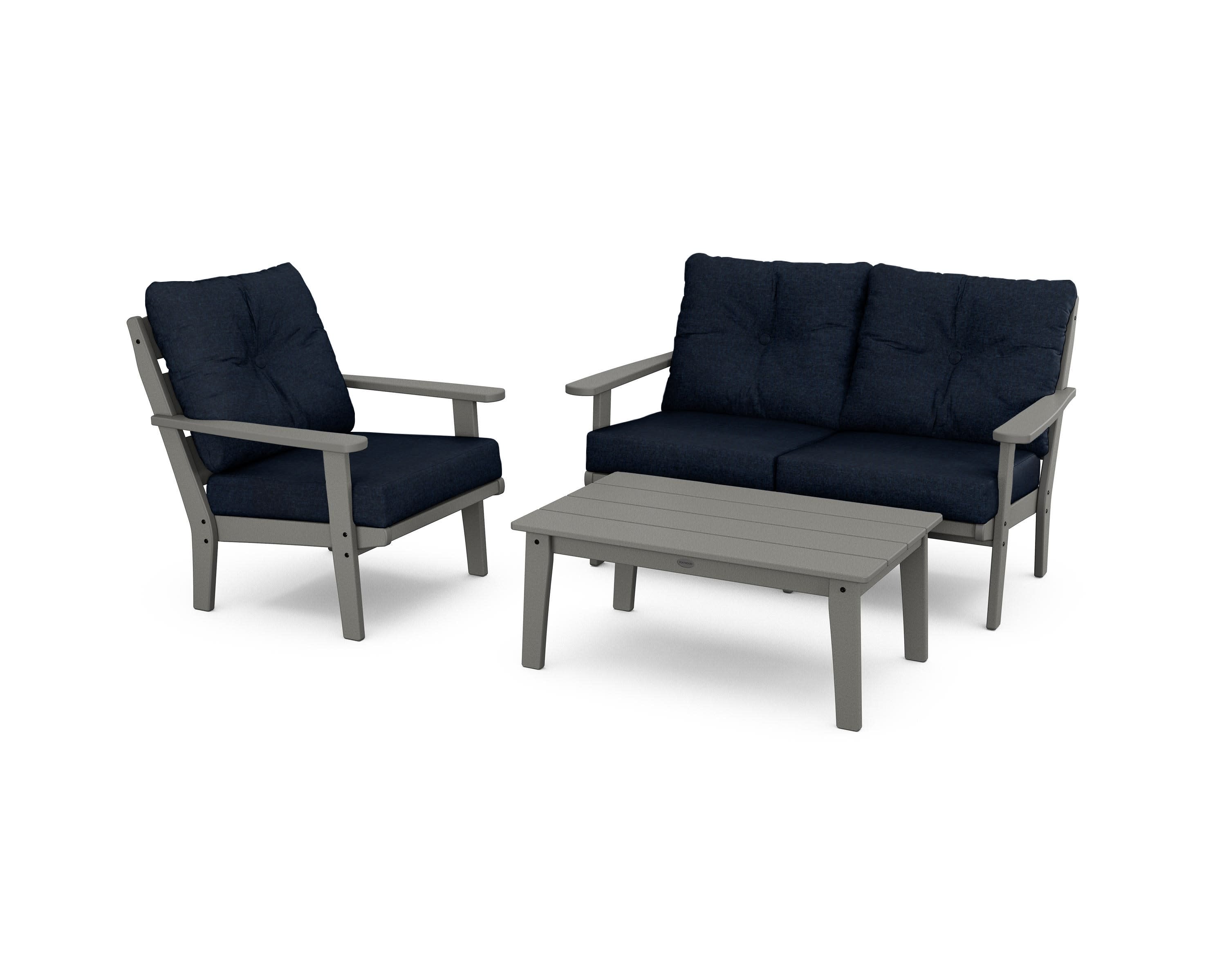 Lakeside 3-Piece Deep Seating Set in Slate Grey / Marine Indigo