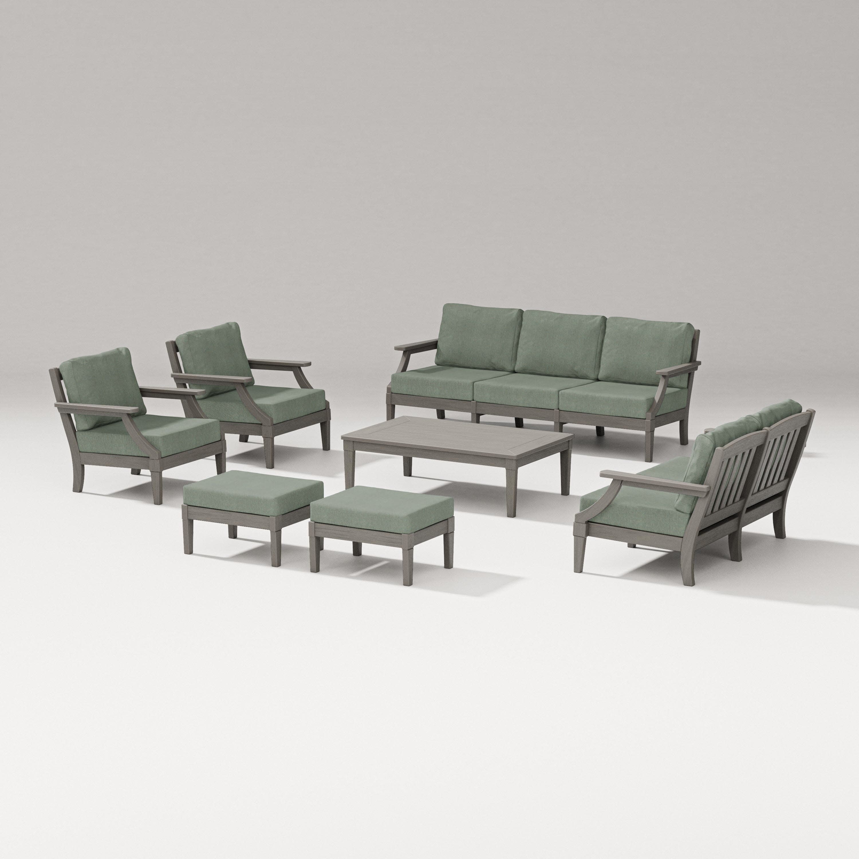 Estate 7-Piece Lounge Sofa Set in Driftwood / Cast Sage