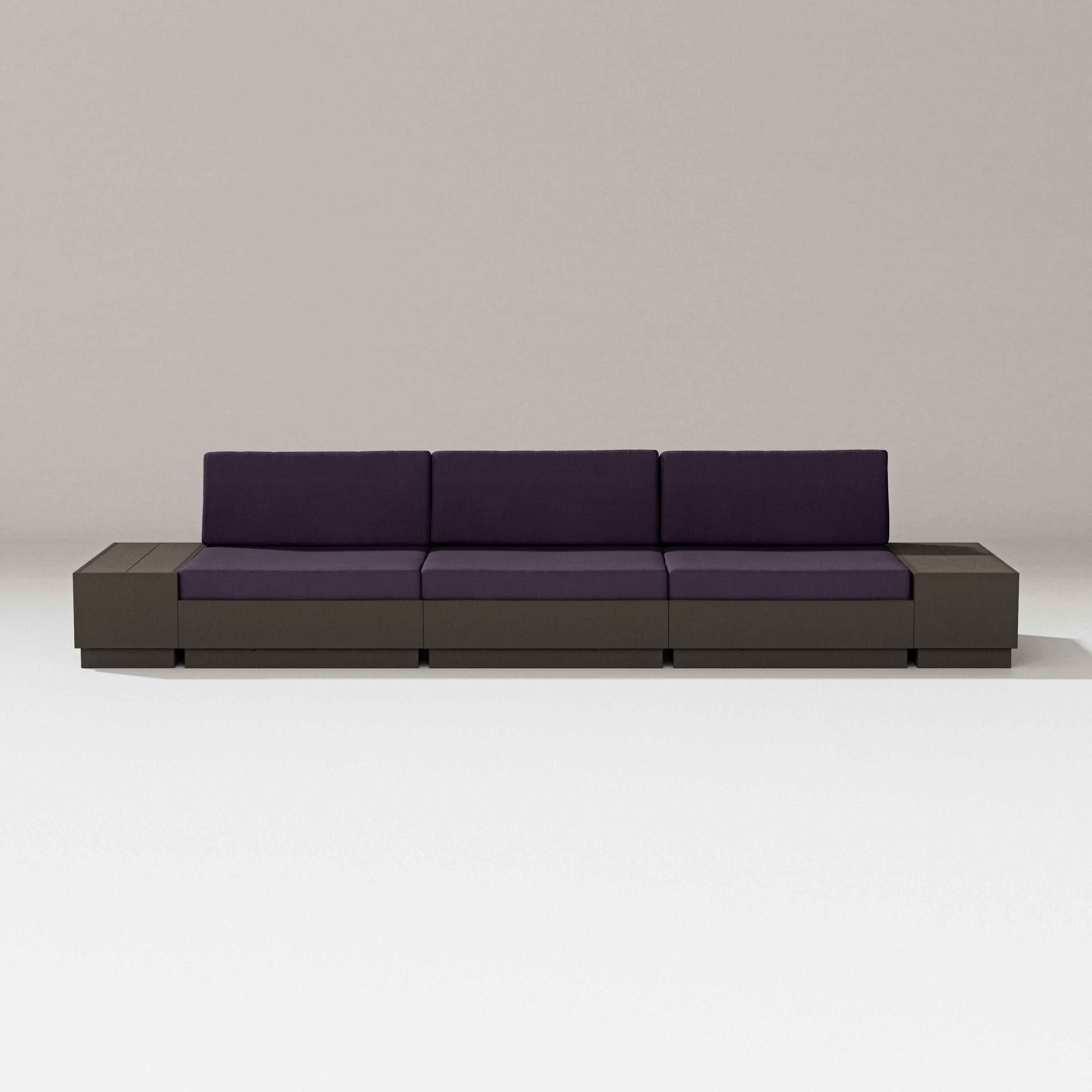 Elevate Straight Sectional in Vintage Coffee / Navy Linen