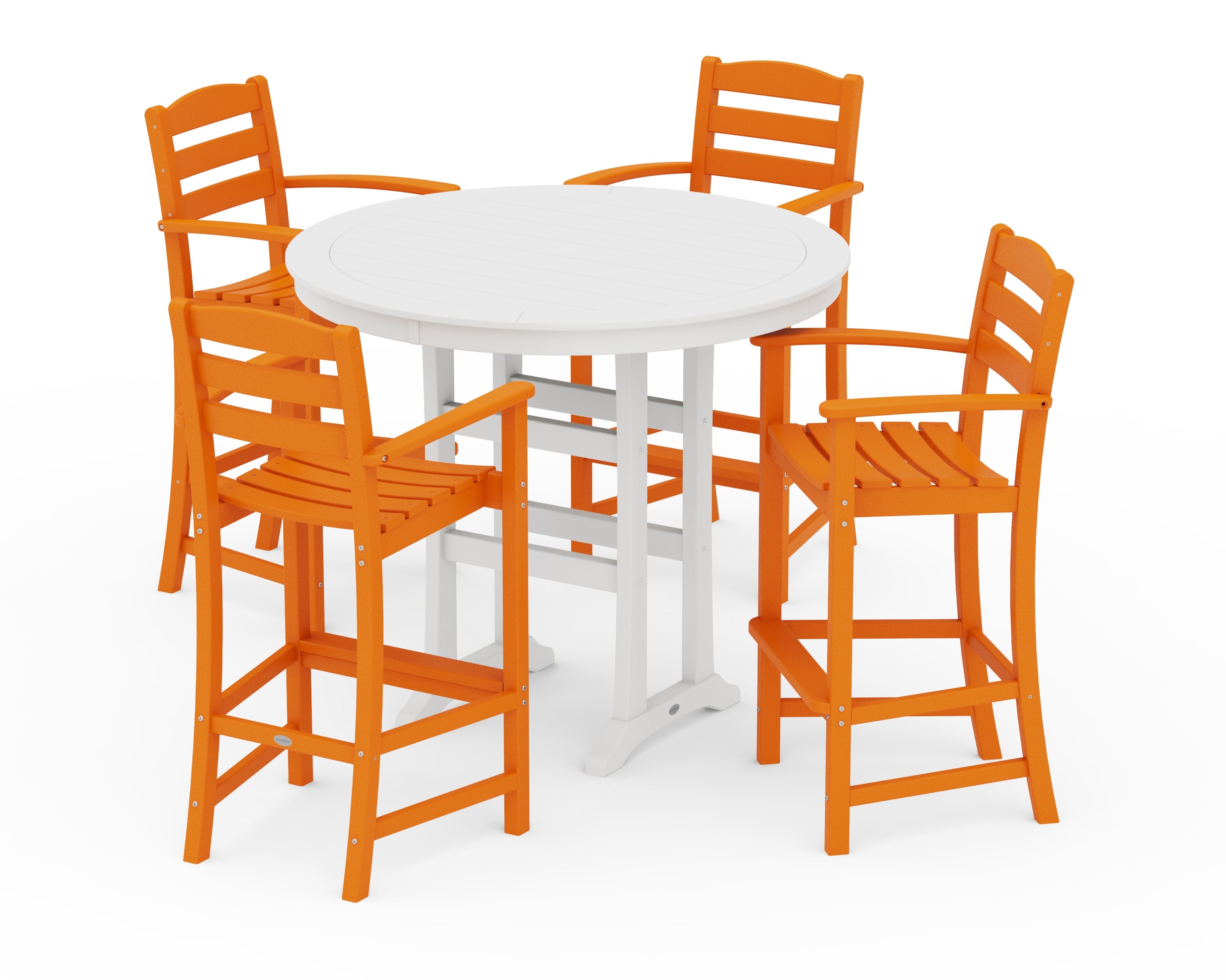 La Casa Caf 5-Piece Bar Dining Set in Tangerine / White