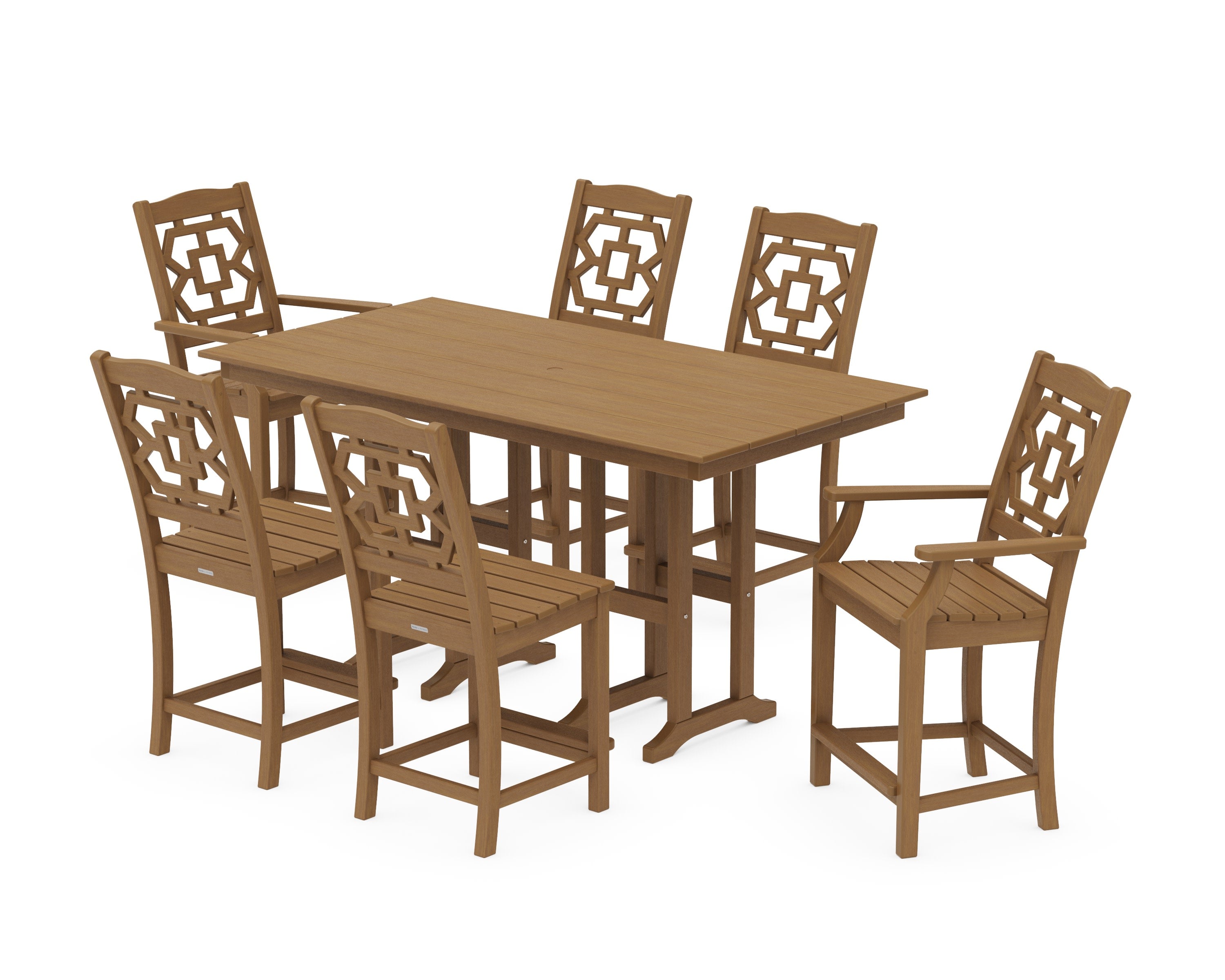 Chinoiserie 7-Piece Farmhouse Counter Set in Natural