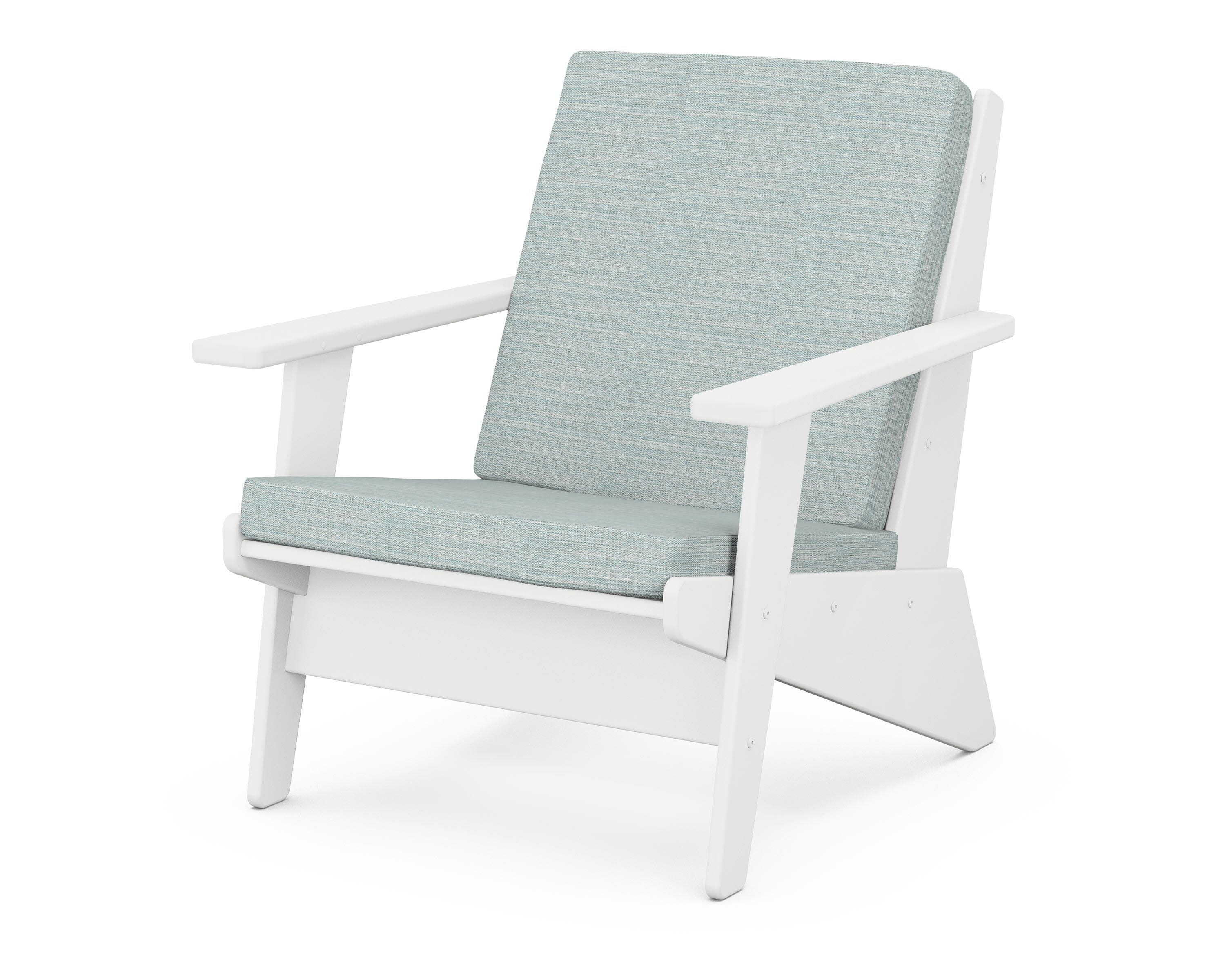Riviera Modern Lounge Chair in White / Soothe Mist