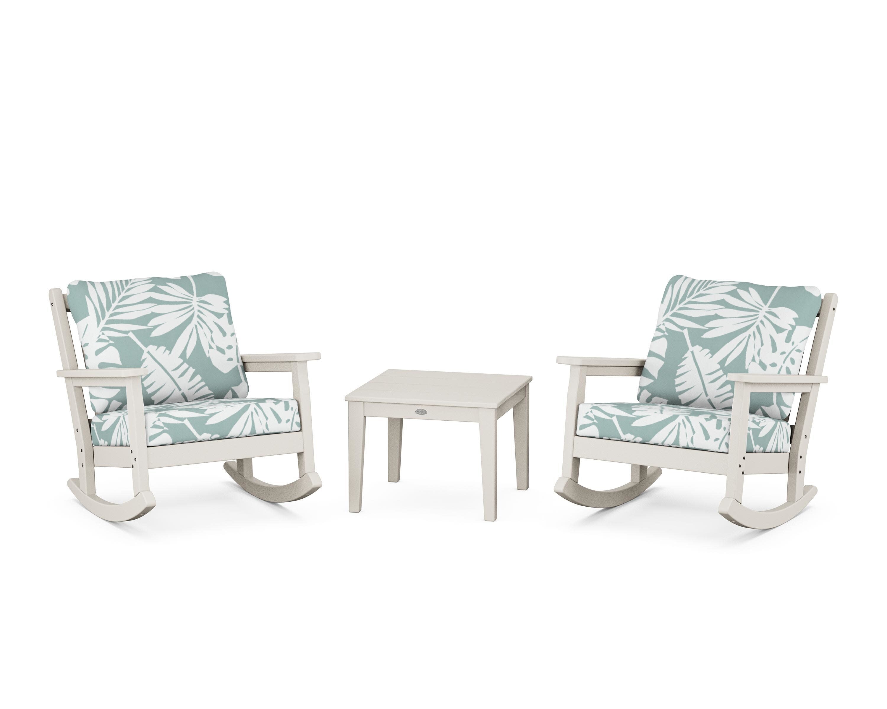 Chippendale 3-Piece Deep Seating Rocker Set in Sand / Leaf Glacier Spa