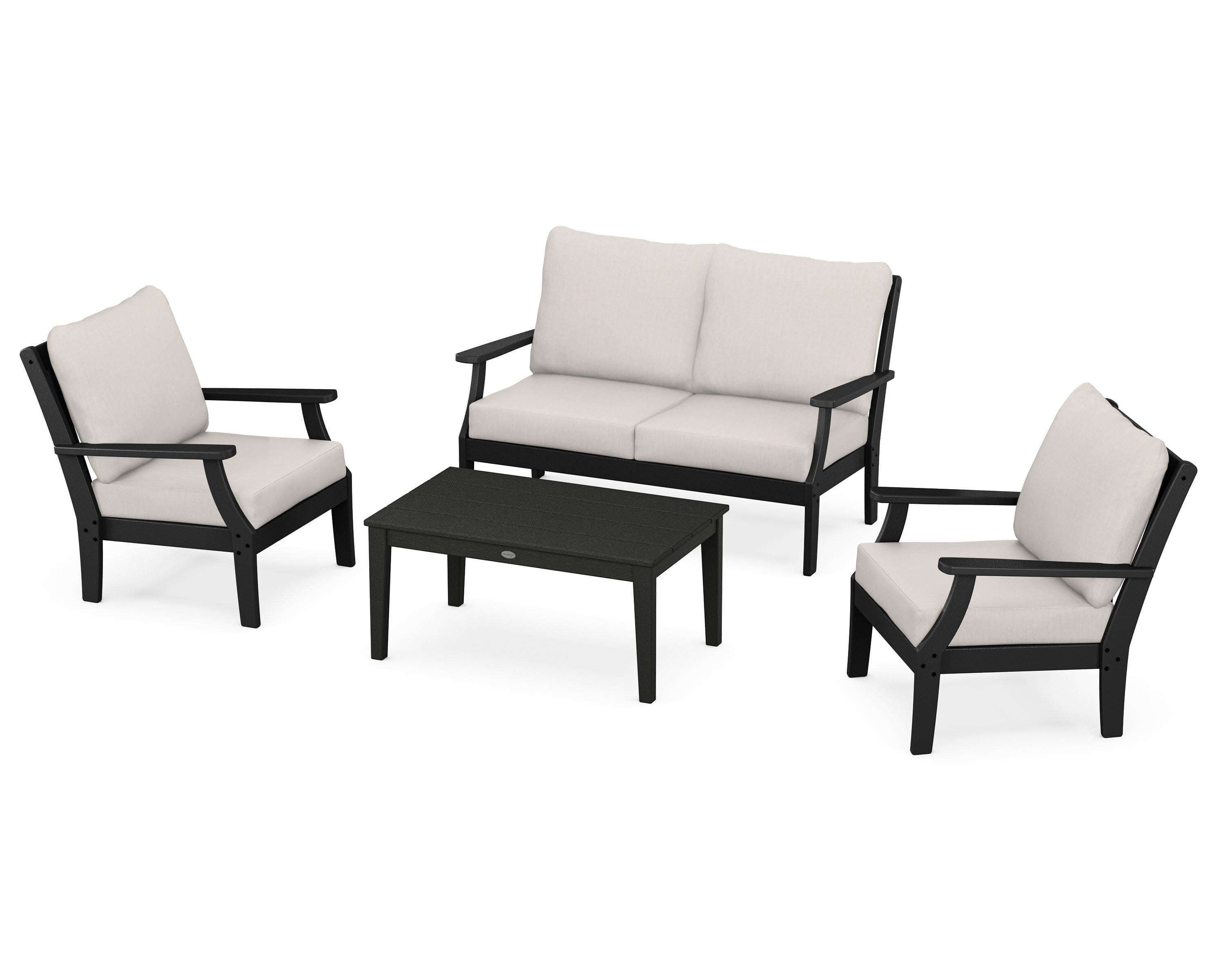 Braxton 4-Piece Deep Seating Chair Set in Black / Cast Ash