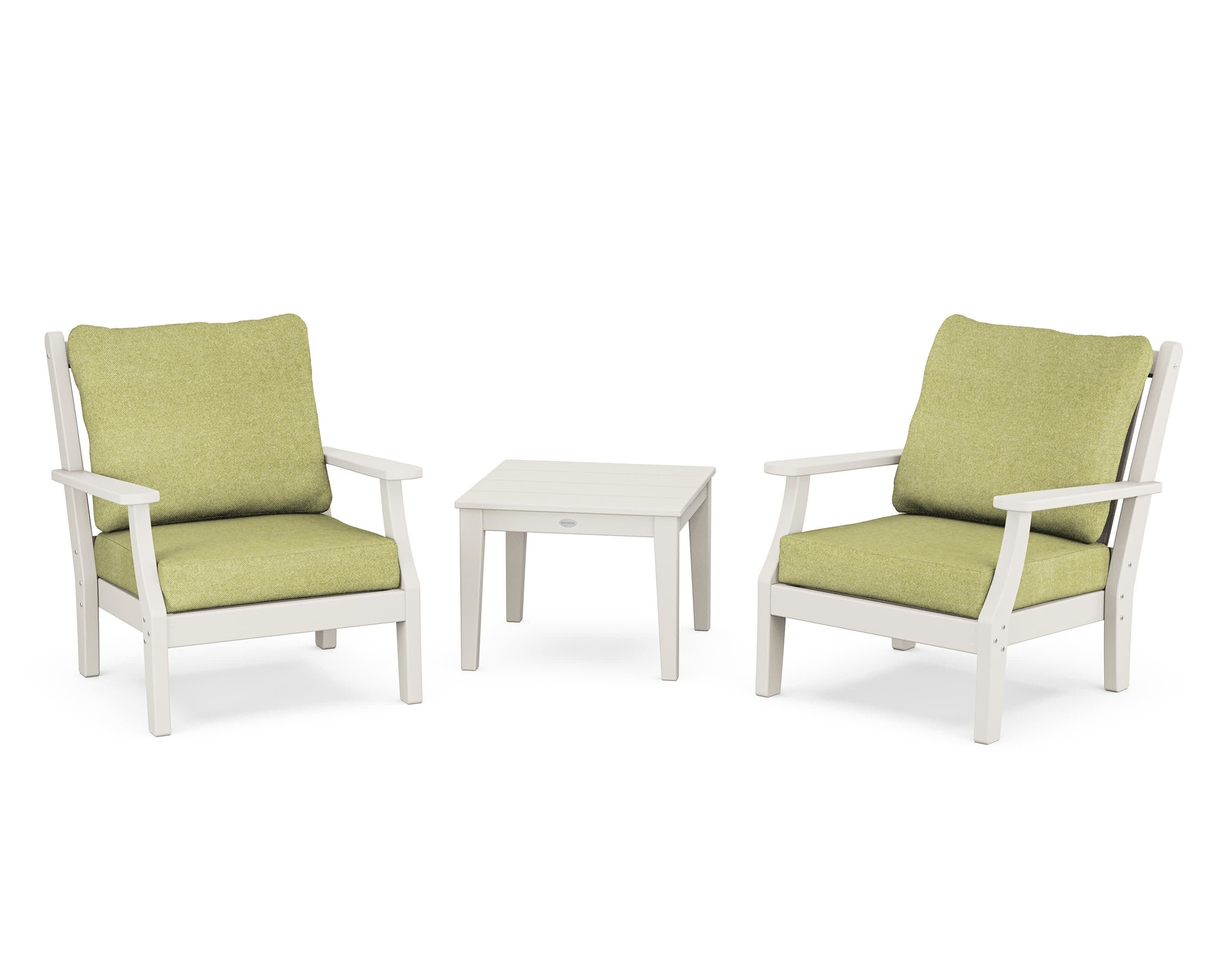 Wovendale 3-Piece Deep Seating Set in Sand / Chartreuse Boucle