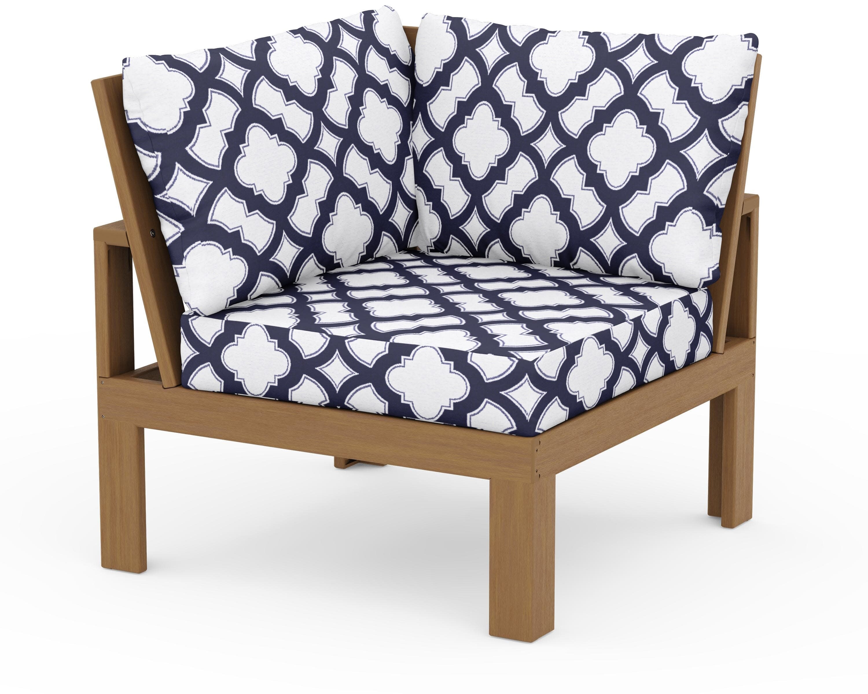 Modular Corner Chair in Natural / Trellis Navy